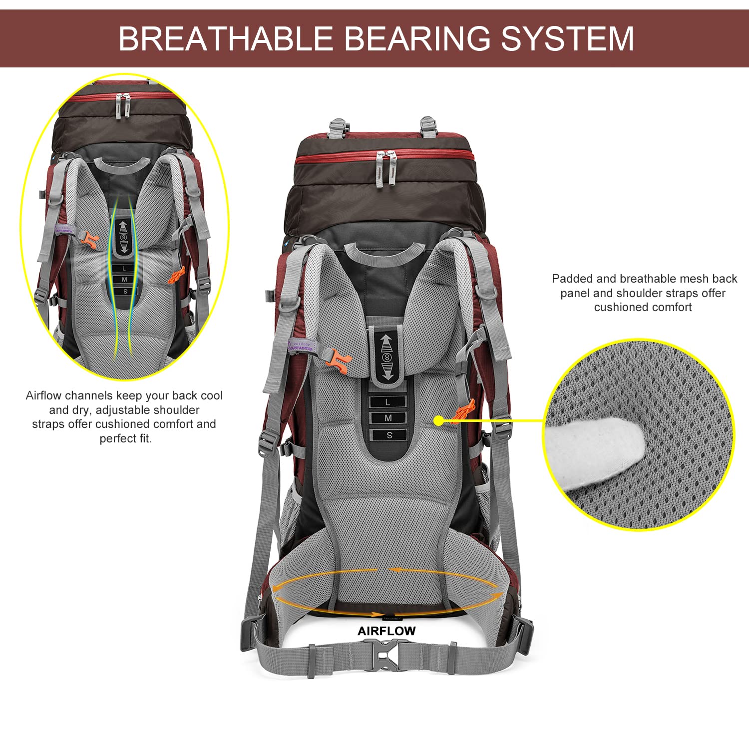 MOUNTAINTOP 80L Hiking Backpack for Men & Women with Rain Cover - Perfect for Camping & Trekking
