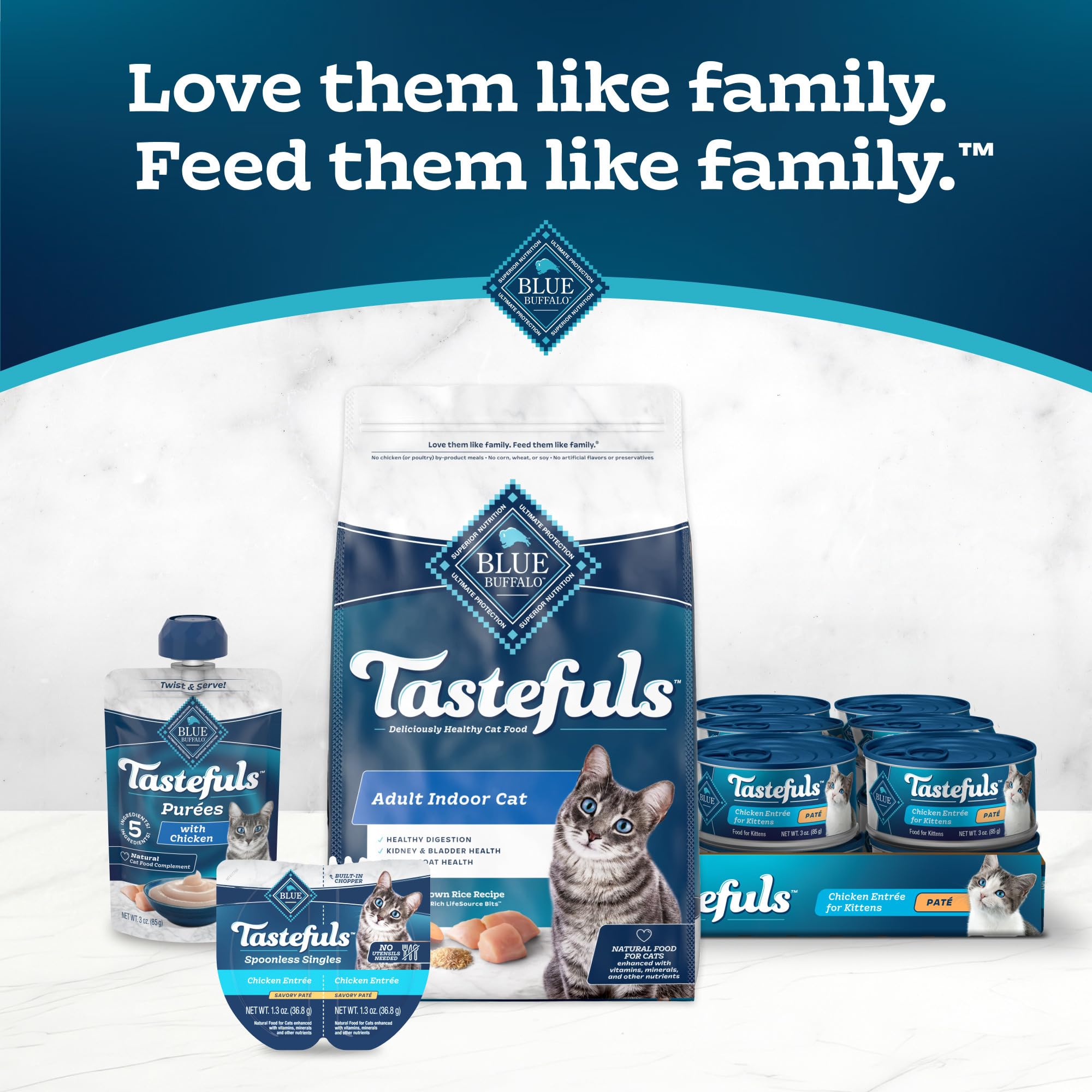 Blue Buffalo Tastefuls Savory Singles Natural Wet Cat Food Cuts in Gravy - Salmon & Tuna Variety Pack (12 Count, 2.6 oz Trays) | High Protein Grain-Free Cat Food for Adult & Senior Cats | Perfect for Mealtime, Travel & Picky Eaters