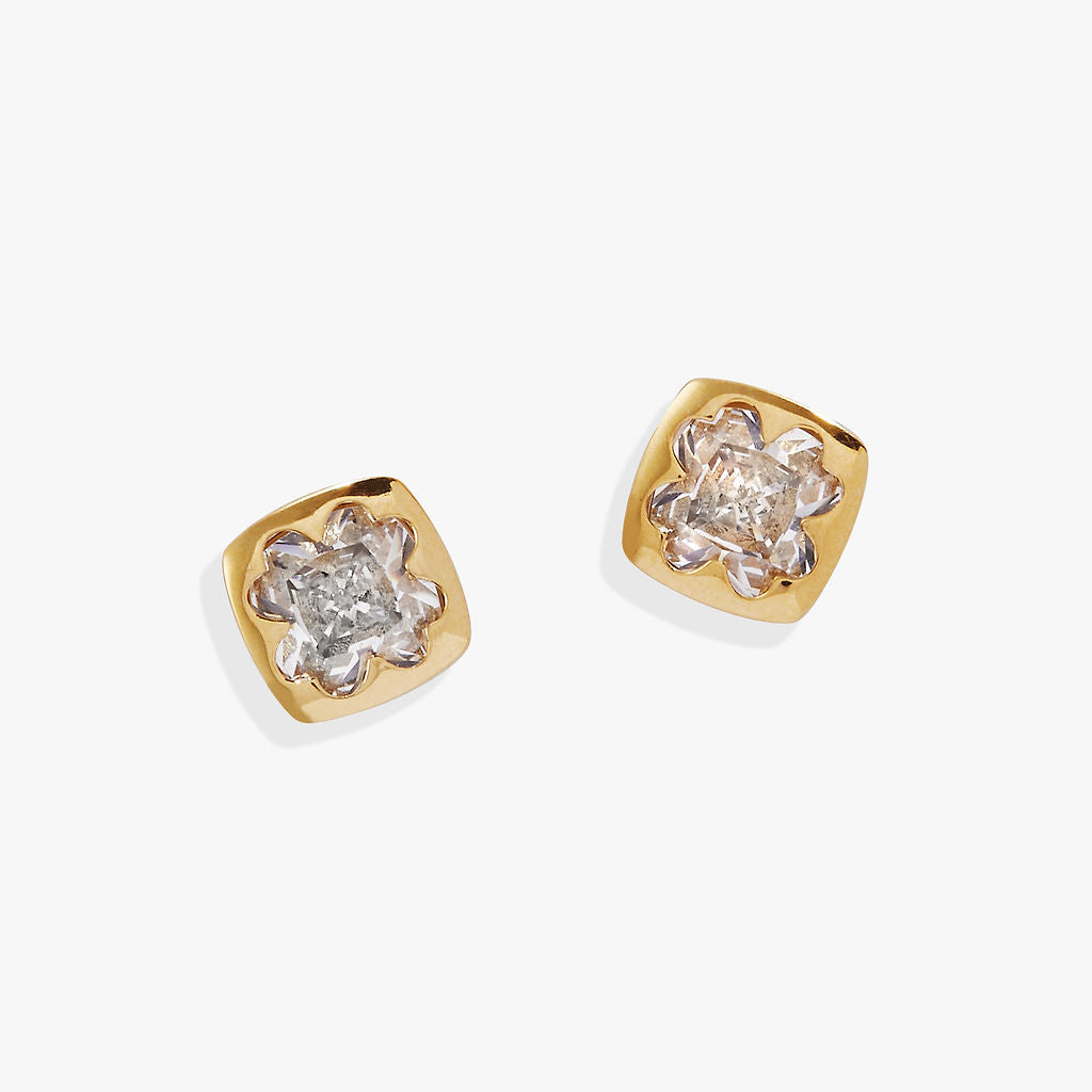 Crystal Clover Mini Stud Earrings for Women - 14K Gold Plated Lucky Charm Earrings - Perfect for St. Patrick's Day, Everyday Wear & Gift Giving