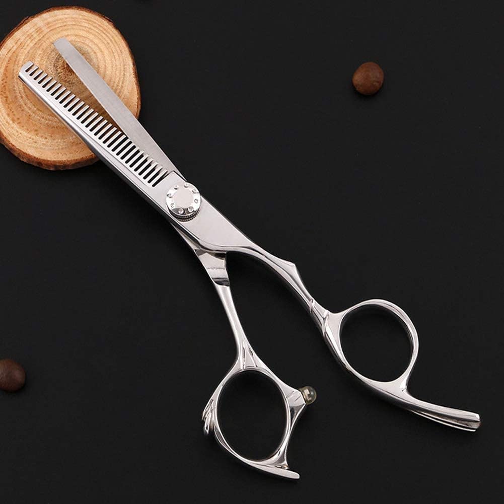 Professional Hairdressing Scissors 5.5 Inch - Salon Grade Barber Shears for Precision Hair Cutting - Silver Stainless Steel Flat Cut Teeth Scissors - Perfect for Salon Stylists & Home Haircuts