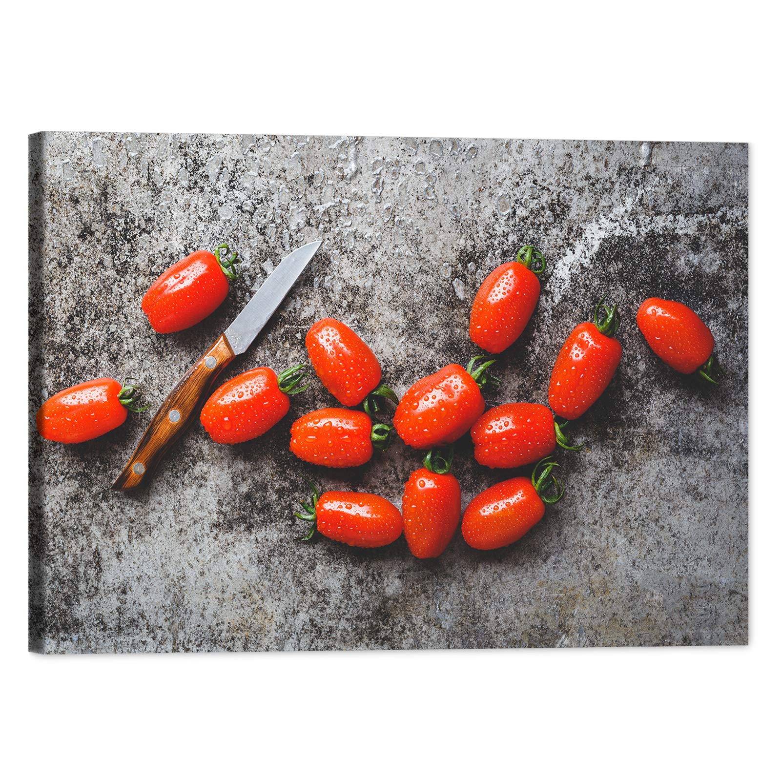 Cherry Tomato Canvas Wall Art - 28x40 Inch Framed Kitchen Decor, Fruit Painting for Dining Room & Restaurant - Ready to Hang Home Decoration | Perfect for Farmhouse, Modern & Italian Kitchen Themes
