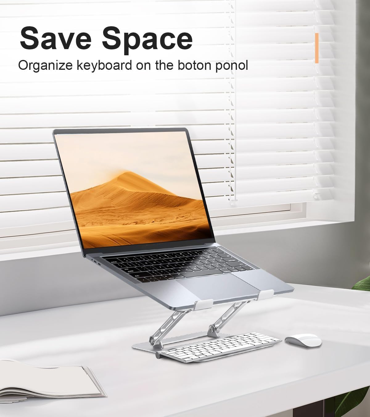 Adjustable Foldable Aluminum Laptop Stand for Desk - Portable Laptop Riser Holder for MacBook Air Pro, HP, Lenovo, Dell, Samsung Chromebook (10-15.6 Inch, Silver) - Perfect for Home Office, Gaming, and Workstation Setup