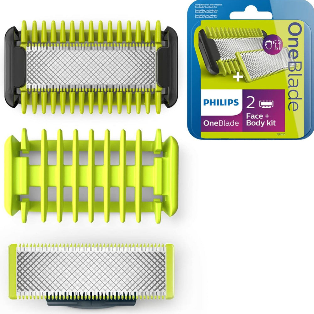 PHILIPS OneBlade Face & Body Trimmer Kit QP620/50 - Rechargeable Hybrid Styler for Precise Facial Hair & Body Grooming - Perfect for Travel & Daily Use