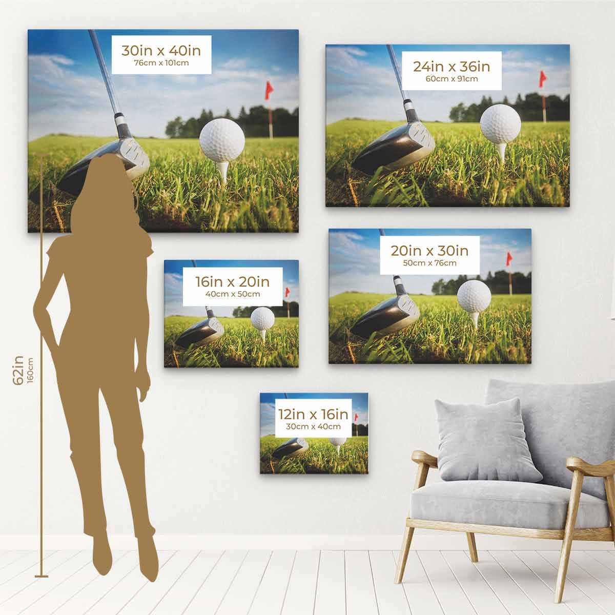 Green Golf Field Wall Art Canvas Print - Modern Landscape Decor for Home, Office & Man Cave - Perfect for Golf Lovers & Sports Enthusiasts