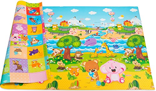Non-Toxic Waterproof Baby Play Mat - Extra Large Reversible Cushioned Floor Mat for Infants & Toddlers - Safe Crawling & Playtime Activity Mat (Pink) - Perfect for Nursery, Daycare & Playroom