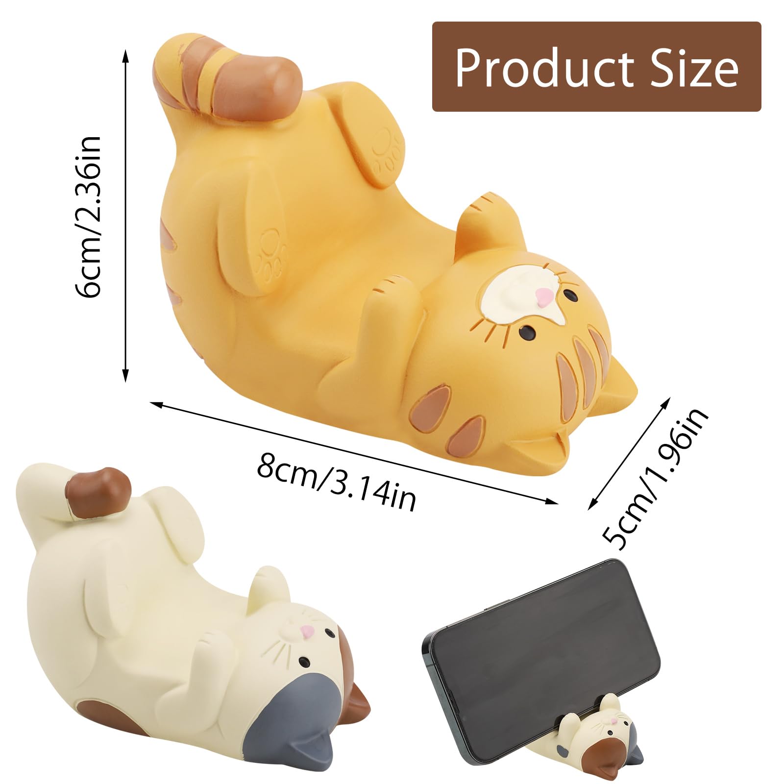 HENGBIRD 2-Pack Cute Cat Phone Stand Holder - Funny Cat Head Design Phone Stand for Desk, Table, Bedside - Universal Smartphone Holder for iPhone, Samsung, Google Pixel - Perfect for Watching Videos, Video Calls & Hands-Free Use - Ideal for Home Office, Travel & Bedroom - Great for Netflix, Zoom Meetings, TikTok Videos & Gaming - Durable Phone Stand for Desk Organizer & Nightstand Use
