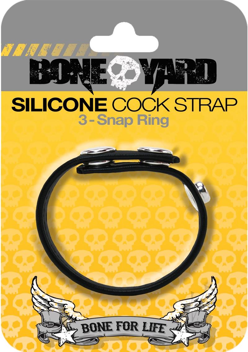 Boneyard Silicone Ball Strap with 3 Snap Rings - Black | Heavy Duty Dog Collar Accessory for Training & Outdoor Adventures
