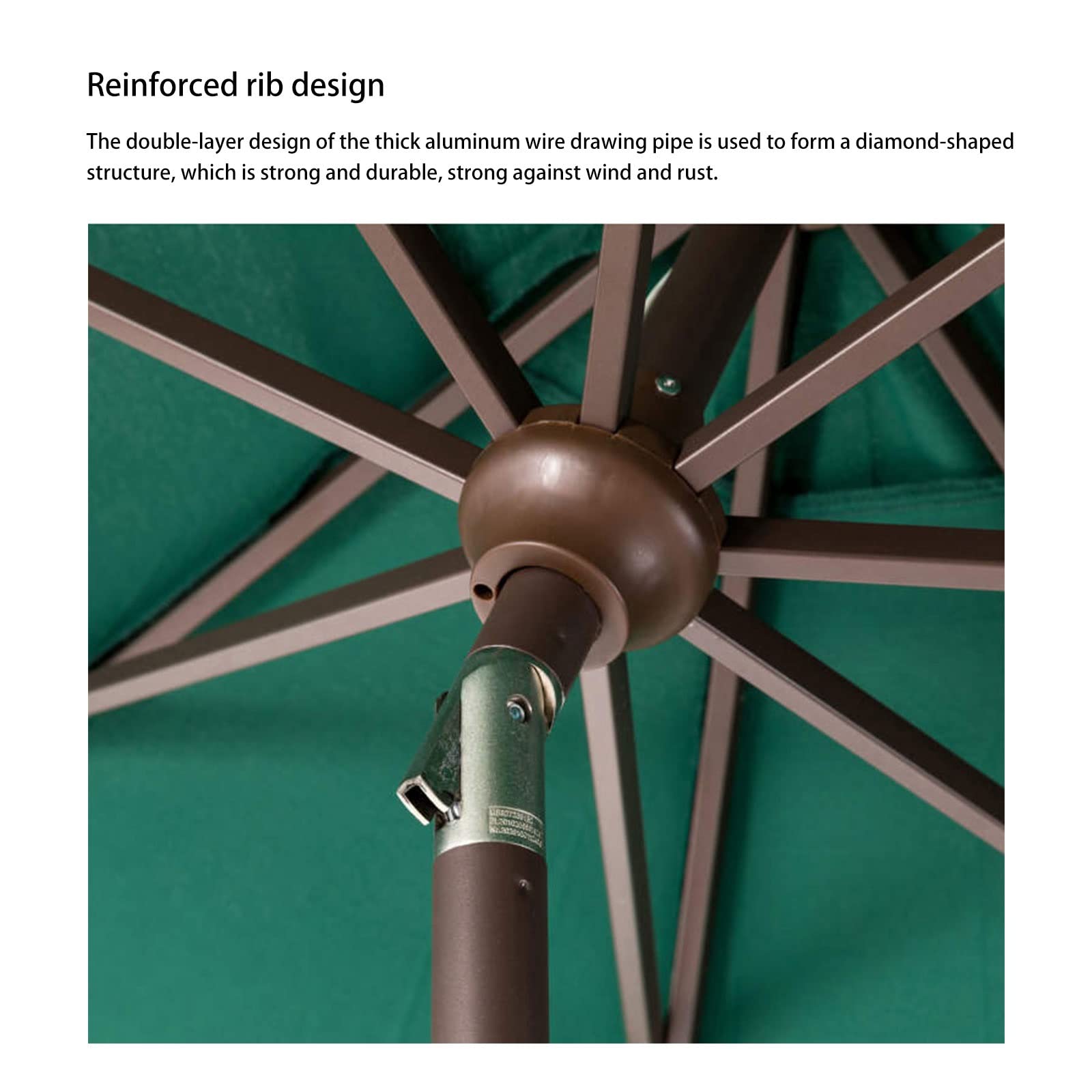 Outdoor Patio Table with Crank & Tilt Umbrella - 8 Sturdy Ribs Push Button Adjustable - Perfect for Garden, Deck, Backyard, Poolside Dining & Outdoor Relaxation