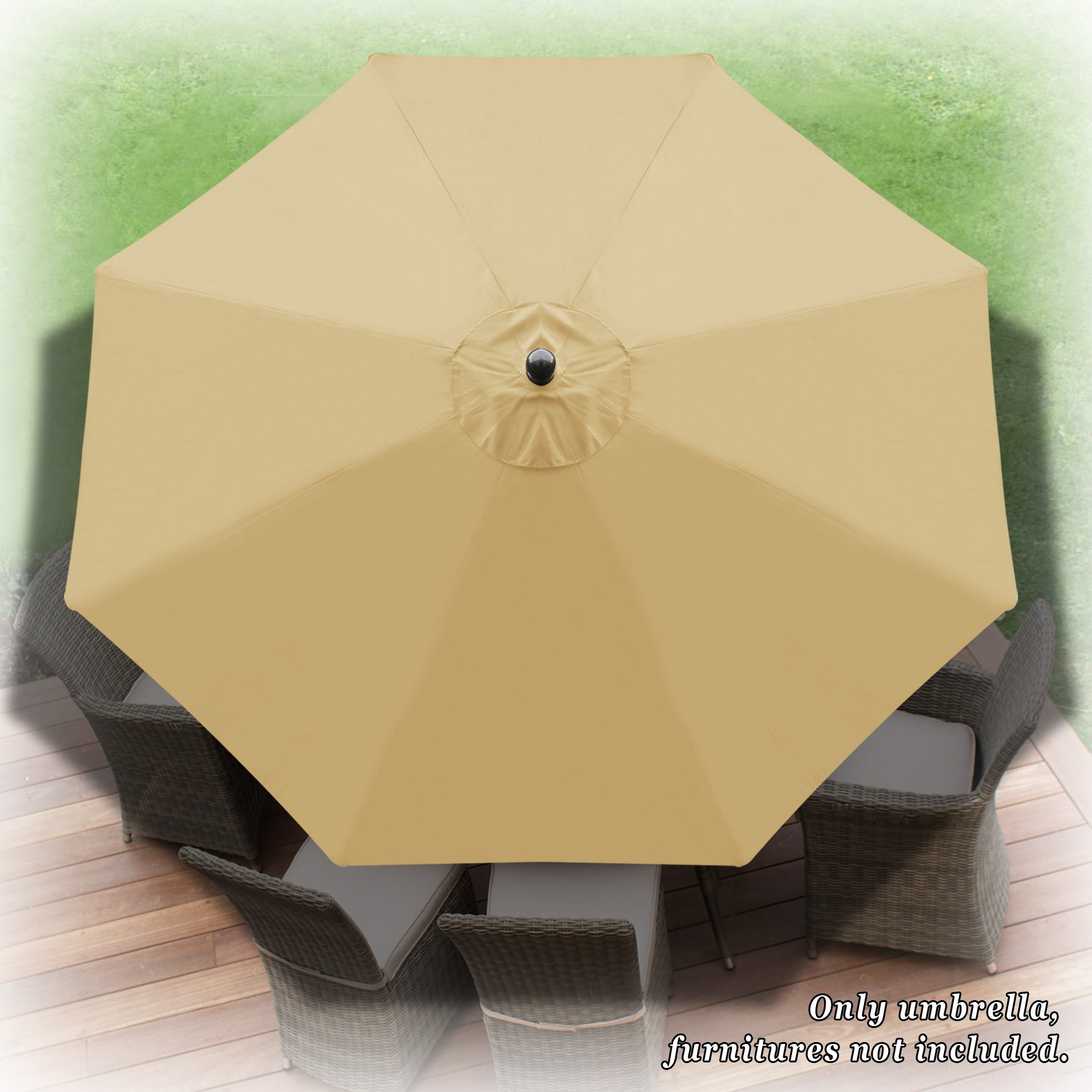 9 Ft Outdoor Patio Umbrella with Auto Tilt & Crank - Heavy Duty Aluminum Frame, 8 Sturdy Ribs & Included OLIFEN Cover - Perfect for Poolside, Backyard, Deck & Beach (Beige)