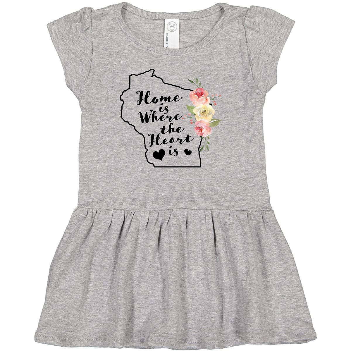 Inktastic Wisconsin Home is Where The Heart is Watercolor Print Infant Dress - Cute Baby Girl Outfit for Family Photos, Holidays & Special Occasions