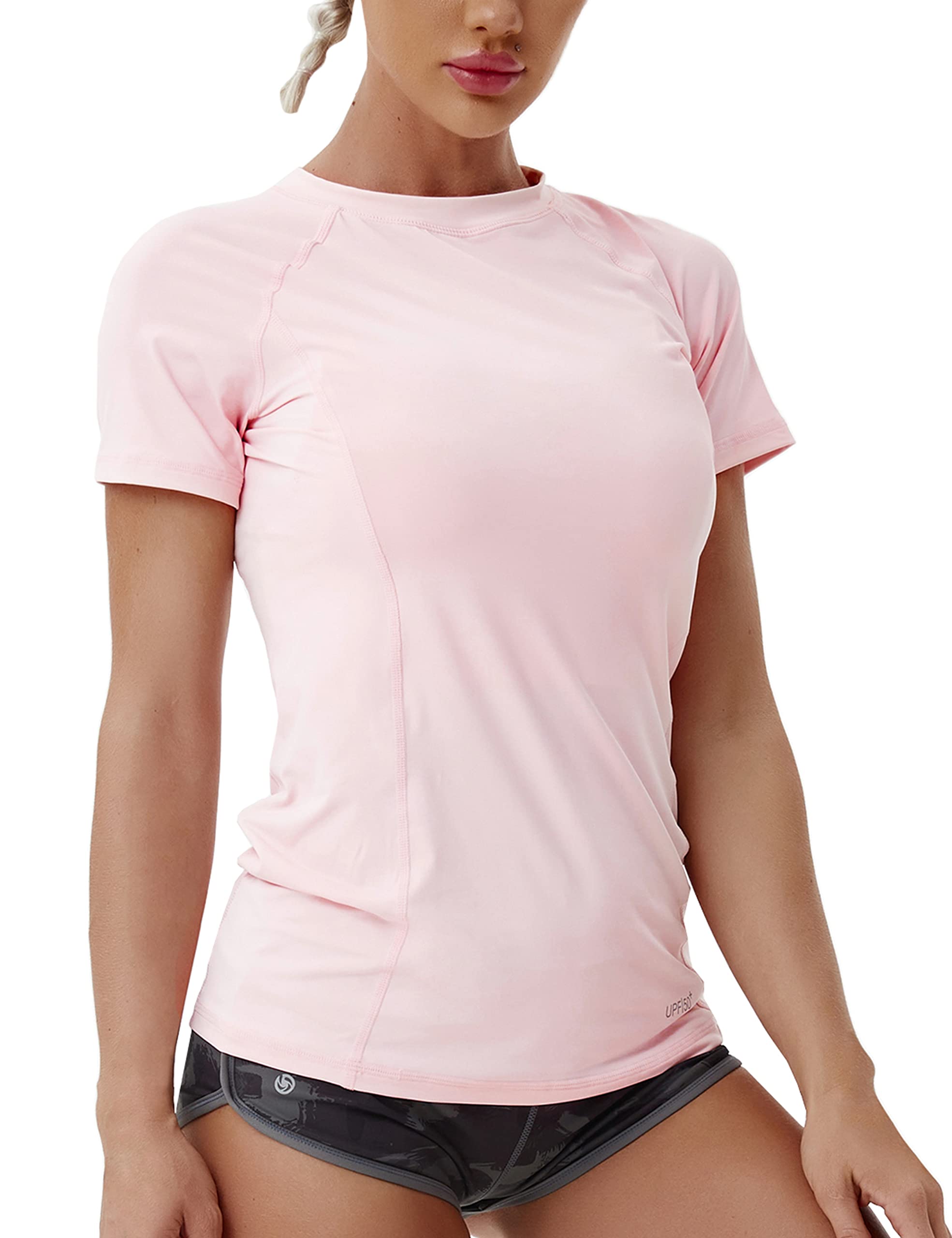 BUBBLELIME Women's UPF 50+ Sun Protection Short Sleeve Rashguard - Quick Dry Swim Shirt for Surfing, Swimming & Beach Activities