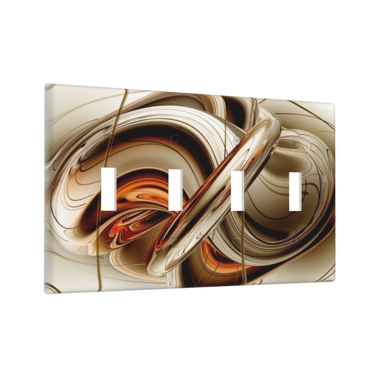 Abstract Orange Light Switch Cover - Decorative 4 Gang Toggle Wall Plate (4.5