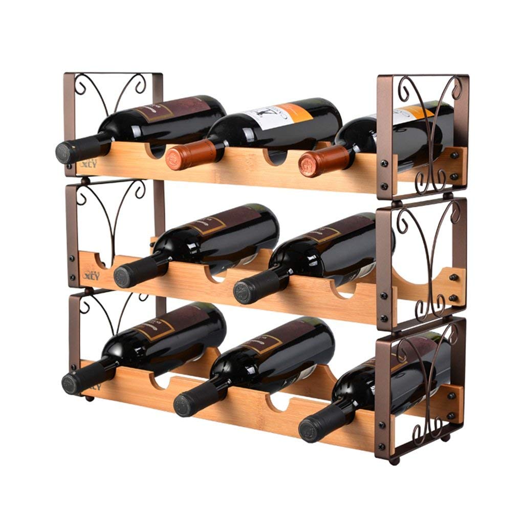 Premium 3-Tier Metal & Solid Wood Wine Rack - Holds 15 Bottles, Wobble-Free Design for Secure Storage - Space-Saving Wine Holder for Kitchen, Bar, or Dining Room Display (Brown Finish)
