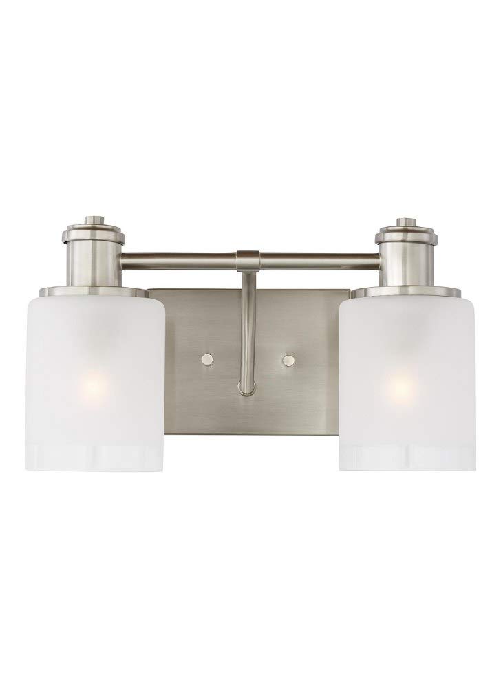 SEA Gull 4439802-962 Modern Two Light Wall Sconce Bathroom Vanity Light Fixture - Perfect for Bathroom, Bedroom, and Hallway Lighting