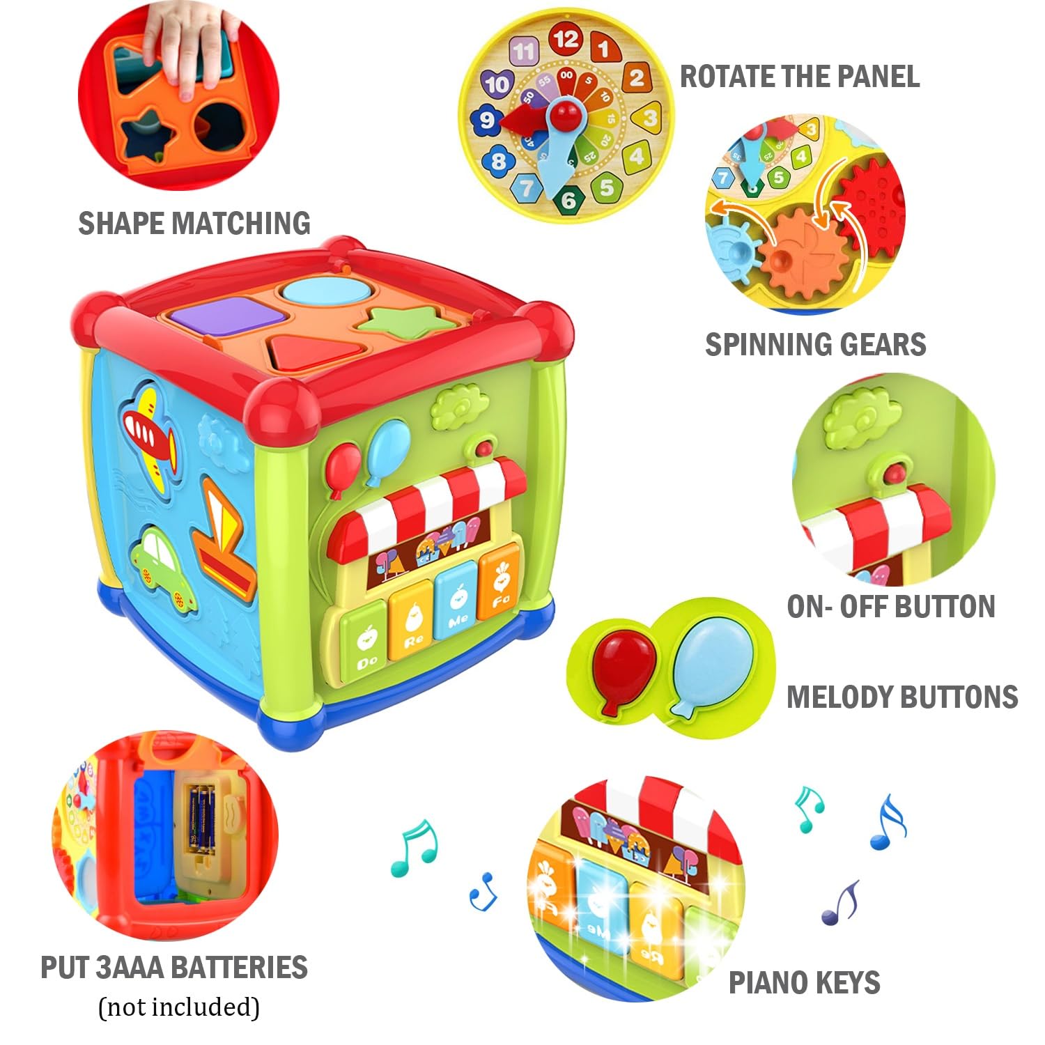 Best Musical Learning Activity Cube Toy for 1 Year Old Boys & Girls - Shape Sorter, Early Education Infant Toy for 6-18 Months - Perfect 1st Birthday & Christmas Gift for Toddlers (Ideal for Playtime, Sensory Development & Early Learning at Home)