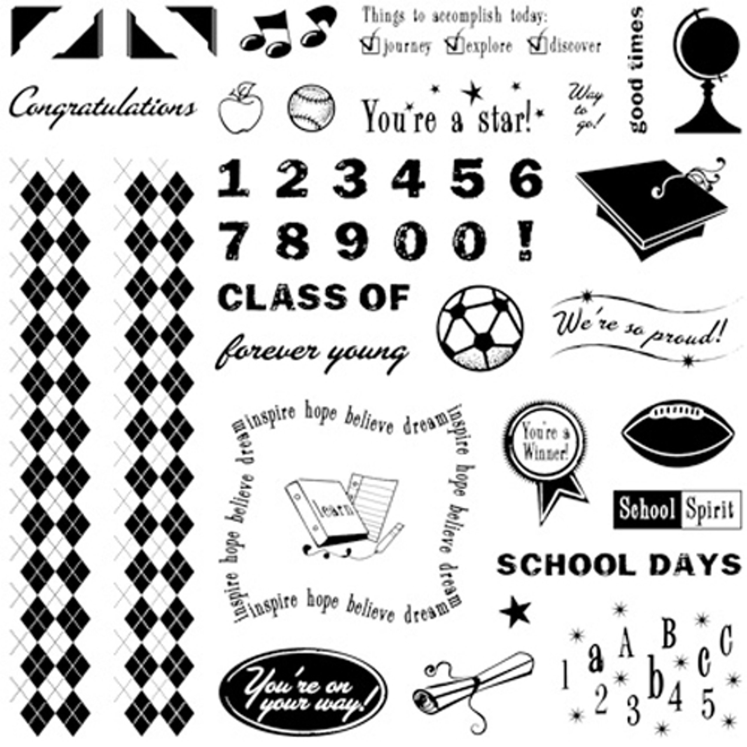 Fiskars 12-89078897 Clear Stamps for Scrapbooking - School Days Theme, Teacher Gifts, DIY Card Making, Memory Books & Craft Projects