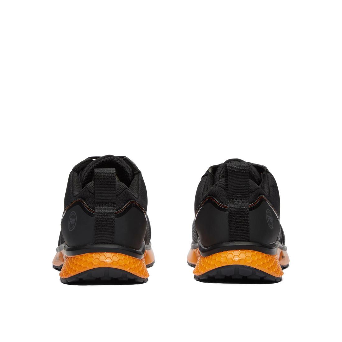 Reaxion Composite Toe Work Shoes for Men - Black & Orange Safety Boots with Slip Resistant Outsole | Perfect for Construction, Warehouse & Industrial Work