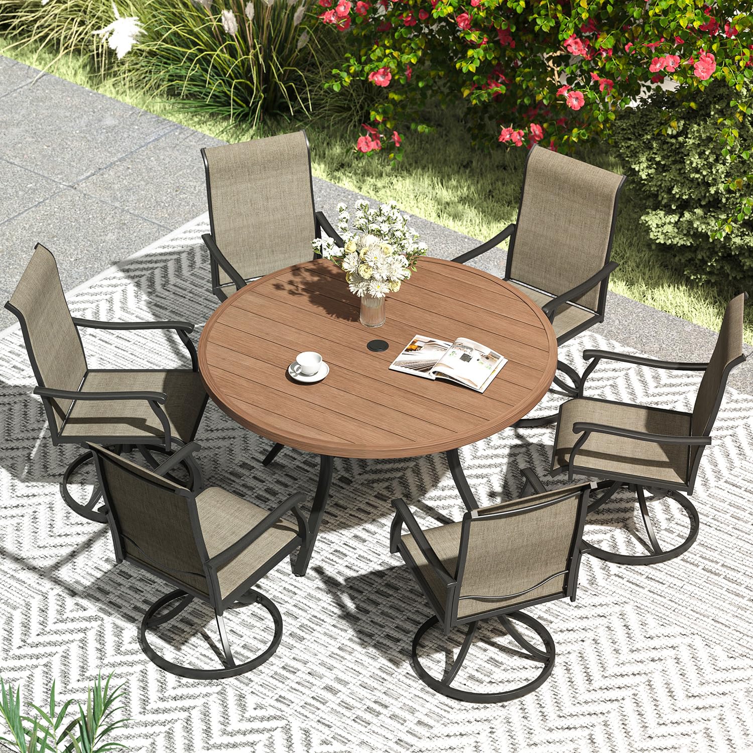 VICLLAX 7-Piece Outdoor Dining Set for 6 with 48