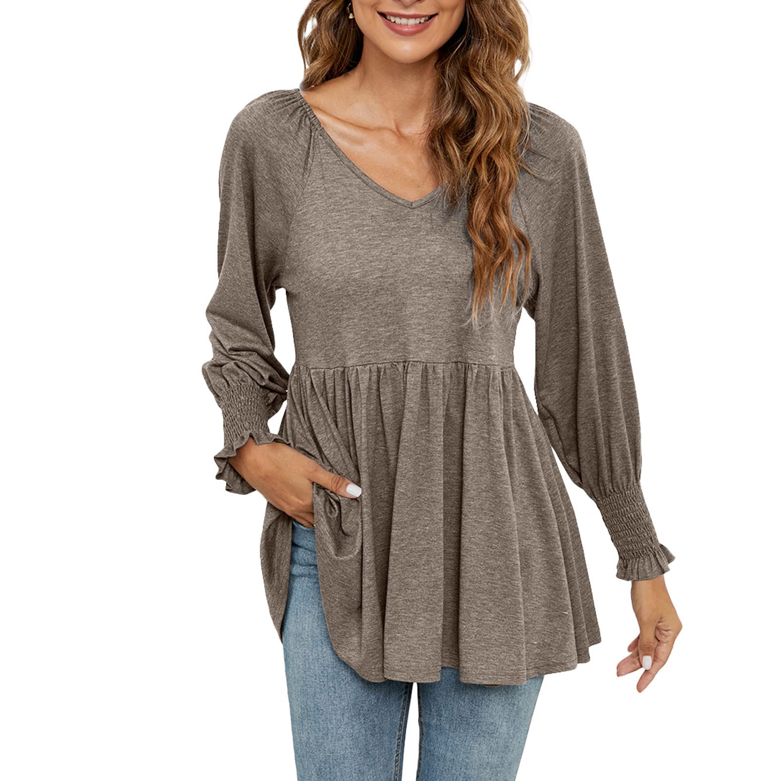 Women's Summer Tops - Basic Tunic Blouses & Long Sleeve Round Neck Shirts for Casual Wear, Office & Vacation Outfits