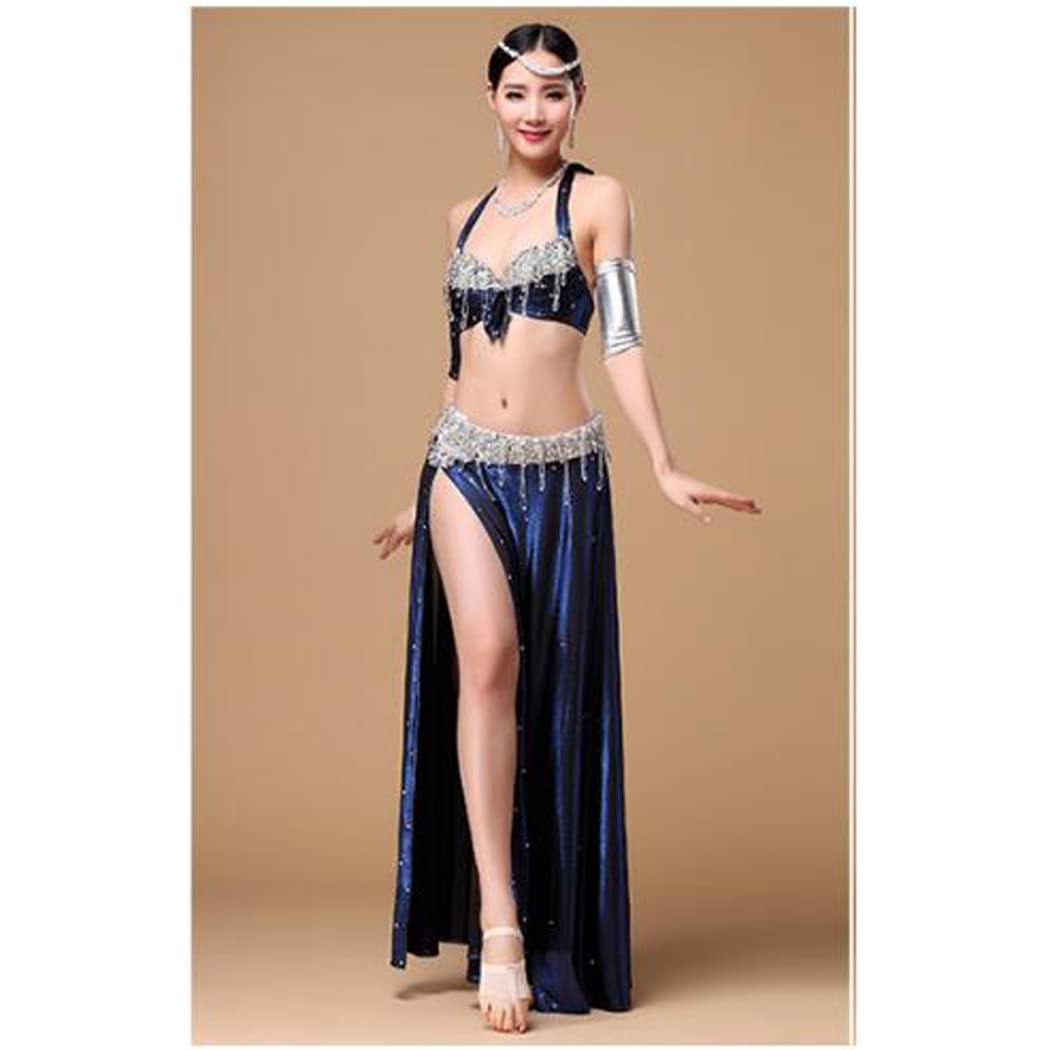 Belly Dance Costume for Women - Professional Belly Dancer Outfit with Top Bra & Ruffled Skirt Set | Perfect for Performances, Halloween, and Dance Parties
