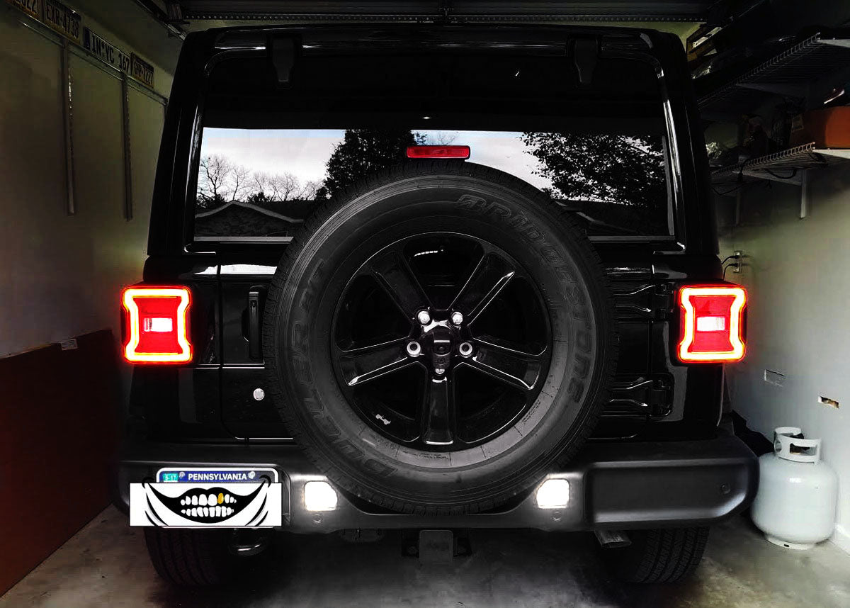 Clear Lens White LED Rear Bumper Reflector Light Kit for 2018+ Jeep Wrangler JL - Upgrade Your Off-Road Safety & Style for Night Driving & Trail Adventures