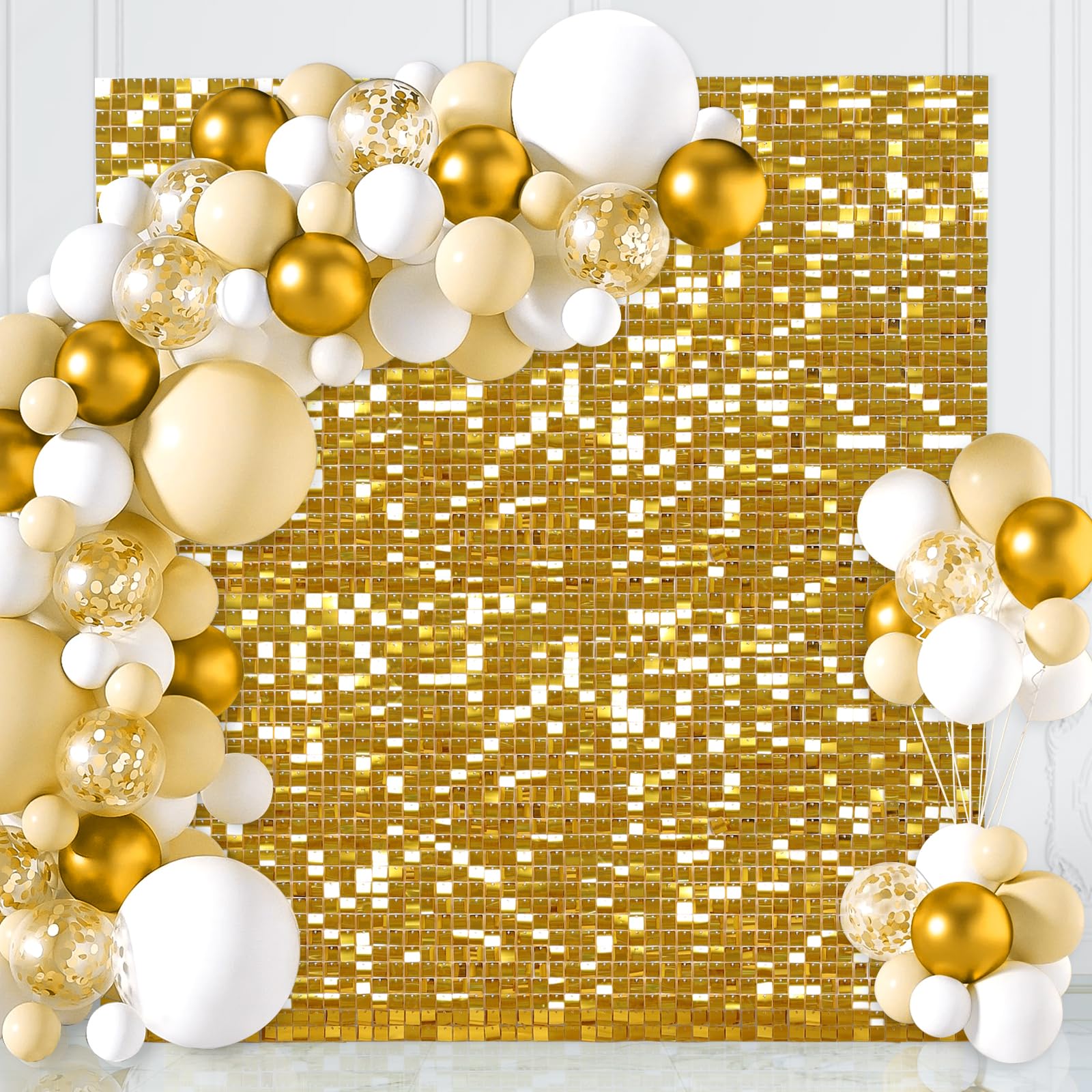 6x6ft Gold Sequin Wall Backdrop - Elegant Square Shimmer Party Decor for Bridal Showers, Birthdays & Bachelorette Parties | Perfect for Wedding Decorations, Photo Booths & Event Backgrounds