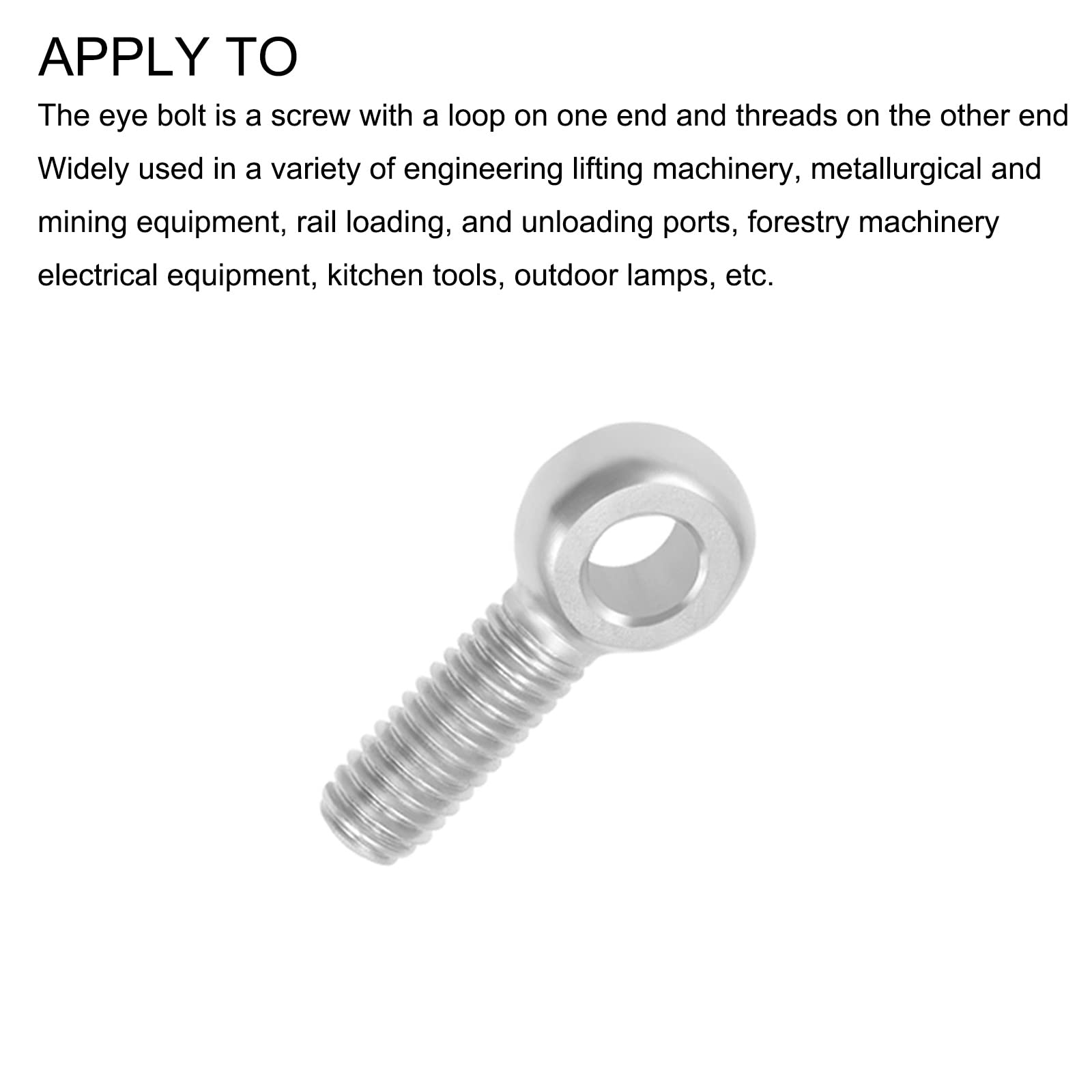 Stainless Steel Eye Bolts M6x20mm (10Pcs) - for Home Renovation & Gate Valves