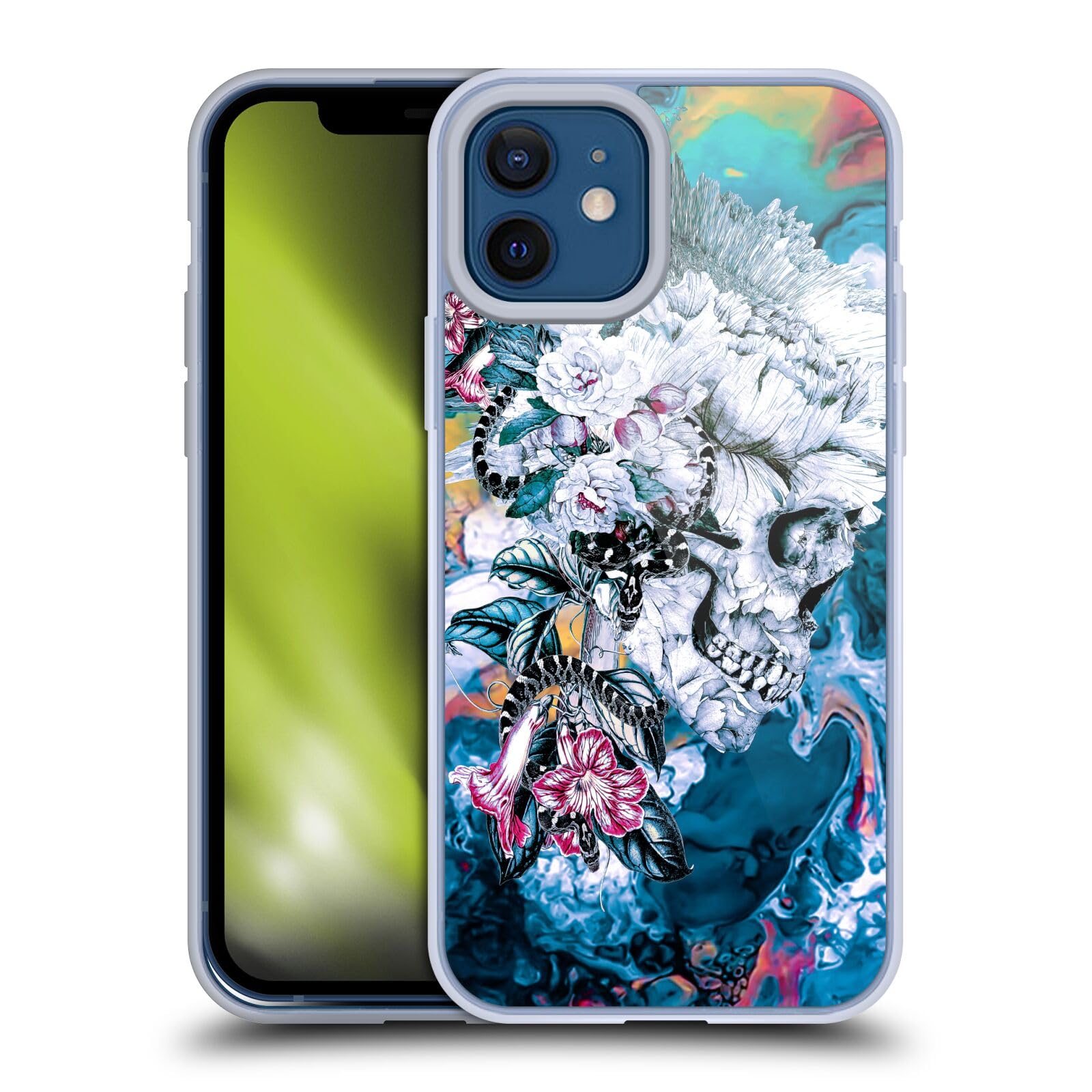 Head Case Designs Riza Peker Memento Mori Skulls iPhone 12 Case - Officially Licensed Soft Gel Cover for iPhone 12/12 Pro - Perfect for Gothic Style & Skull Lovers