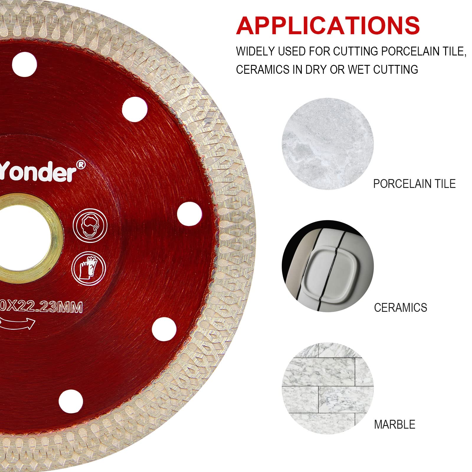 GoYonder 7-Inch Diamond Saw Blade - Ultra Thin 180mm Angle Grinder Disc for Cutting Porcelain Tile, Granite, Marble - 2PCs Red Blades for Professional Tile Work & DIY Home Renovation Projects