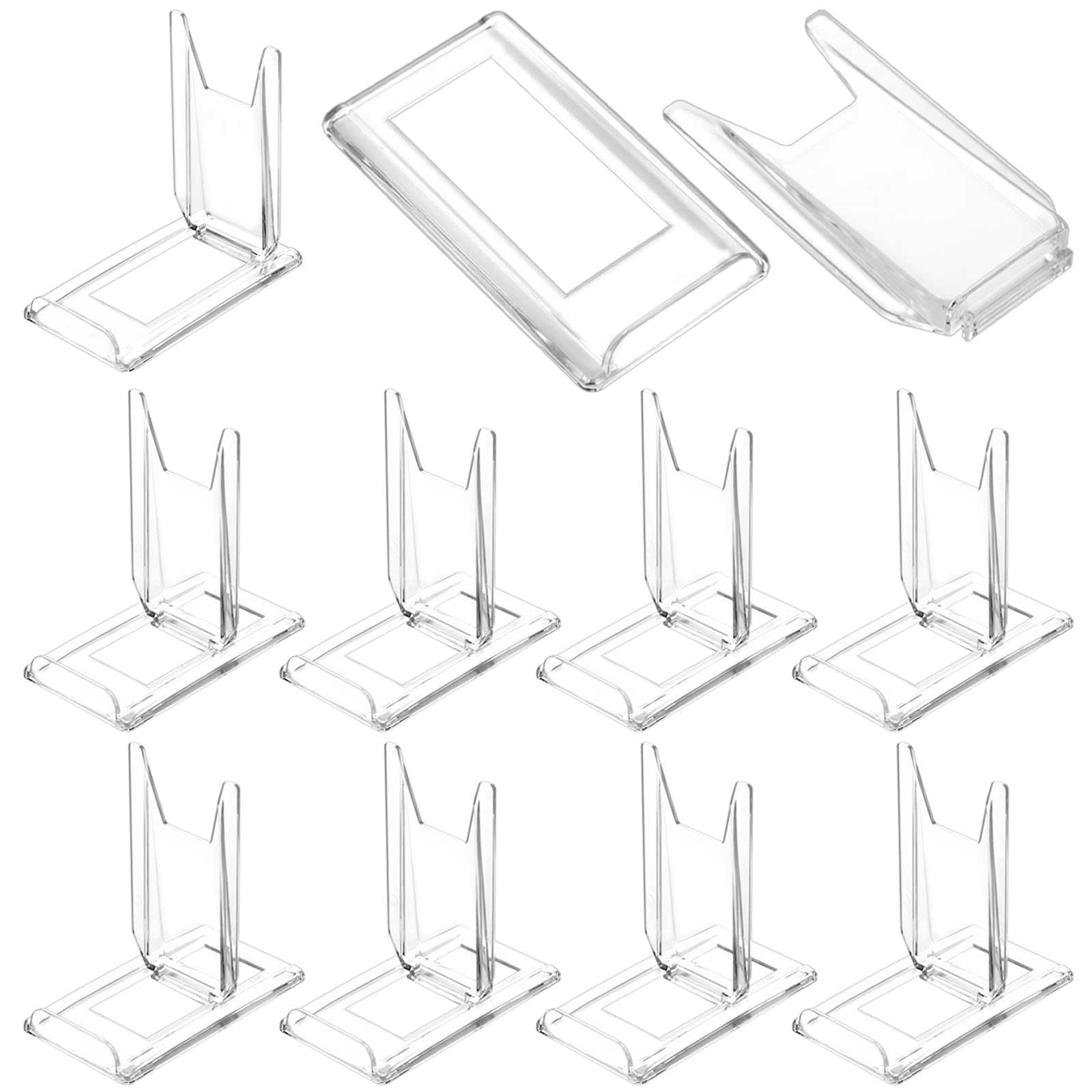 10 Pack Adjustable Acrylic Display Easel Stands - Multi-Purpose Holder for Books, Albums, CDs, Video Games, Comics, Sports Cards, Plates & Photos - Perfect for Home Decor, Retail Displays & Gift Showcases