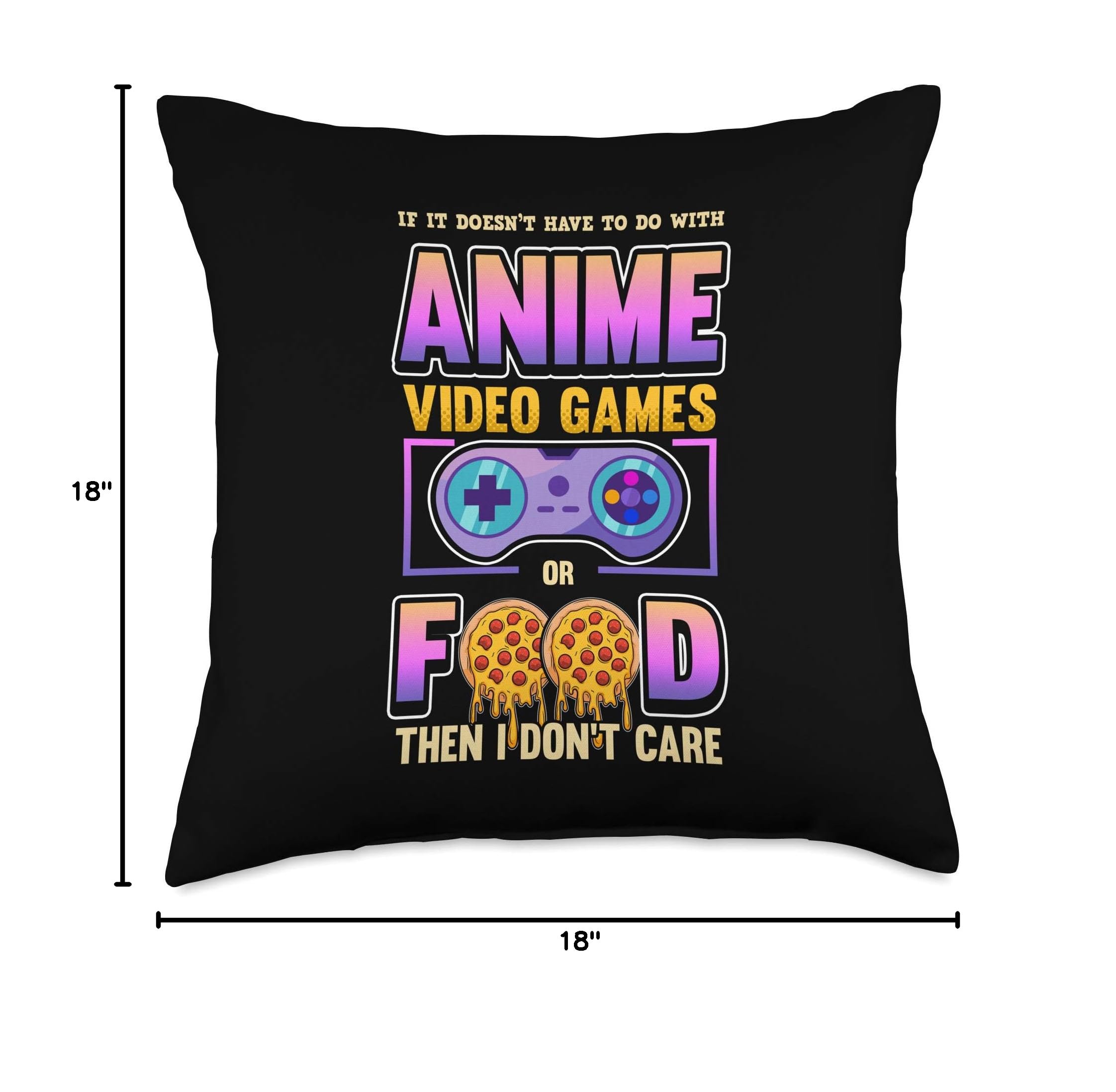 Anime Video Games & Food Themed Throw Pillow - Soft Decorative Cushion for Anime Fans, Gamers & Food Lovers - Perfect for Bedroom, Living Room & Gaming Setup