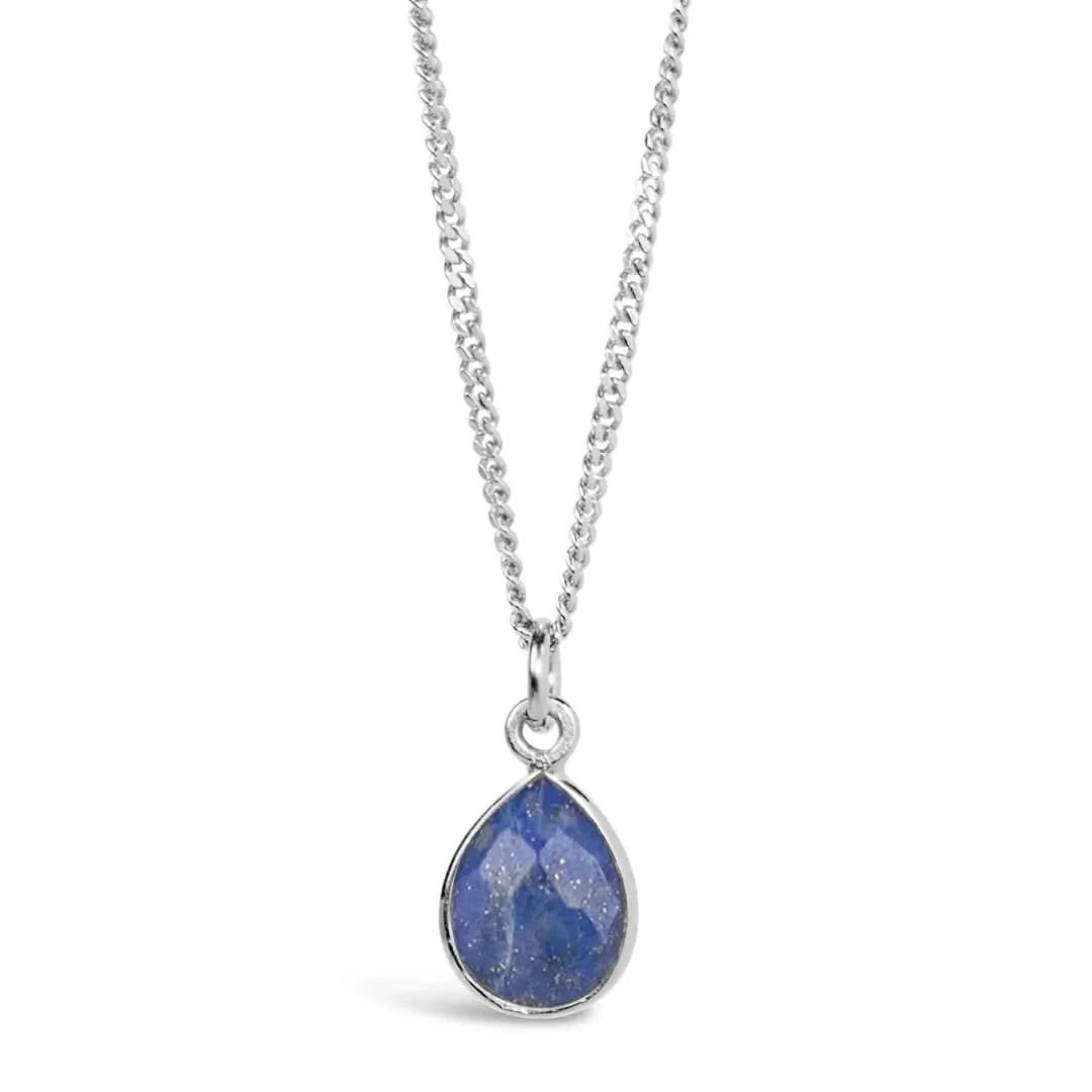 Lapis Lazuli Charm Necklace - Sterling Silver September Birthstone Jewelry for Women - Perfect Gift for Birthday, Anniversary & Special Occasions