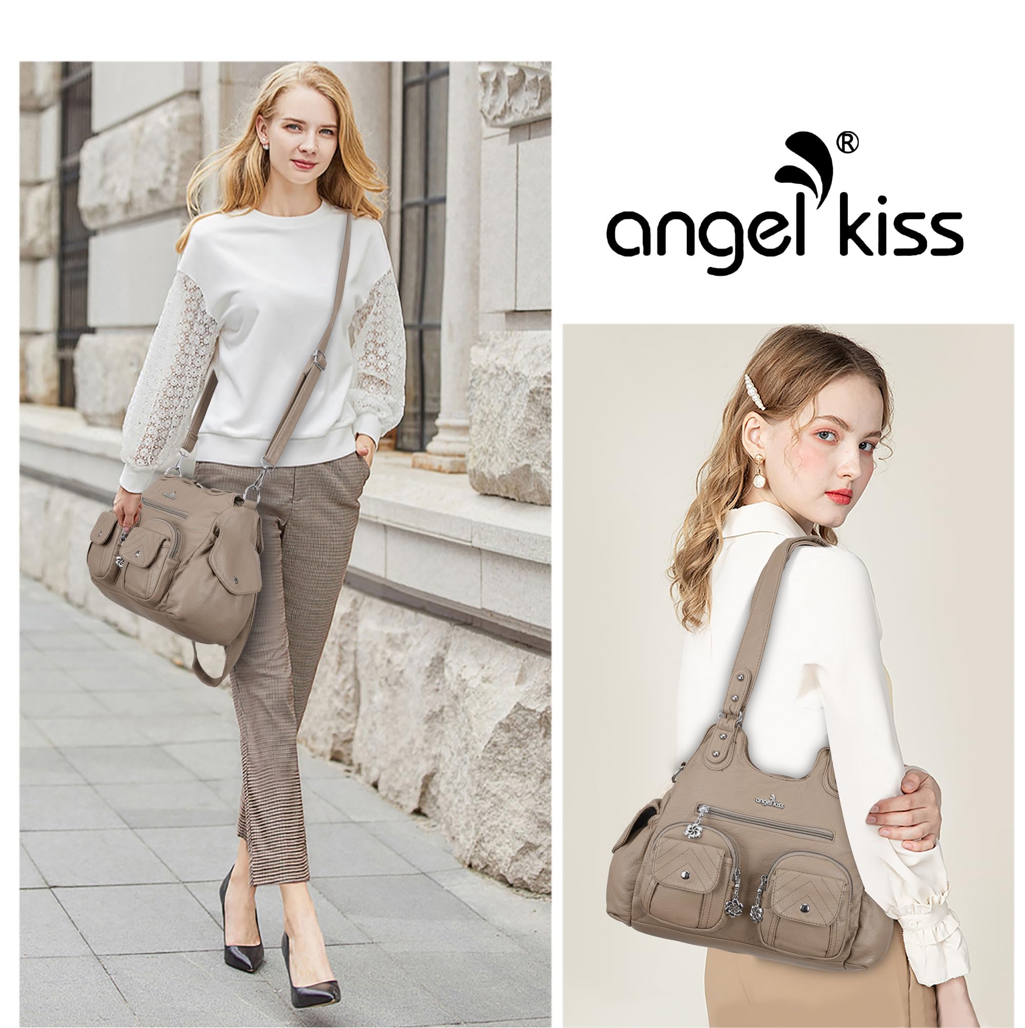 Angel Kiss Women's Large Hobo Bag - Soft PU Leather Shoulder Handbag for Ladies | Perfect for Work, Travel & Everyday Use