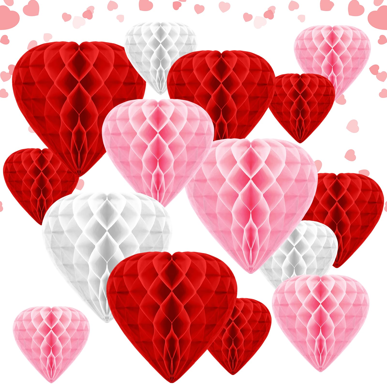 12 Pcs Valentine's Day Heart Shaped Honeycomb Ball Decorations - Red Paper Pom Poms Hanging Pendants for Wedding, Bridal Shower, Party & Photo Backdrop Ceiling Decor (Perfect for Romantic Proposals, Anniversary Celebrations & Home Decoration)