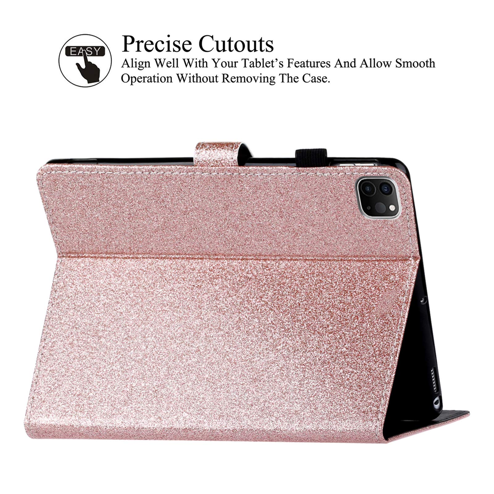 Premium iPad Pro 11 Inch Case (2021/2020/2018 Models) - Multi-Angle Stand with Card Slots & Auto Sleep/Wake | Rose Gold Protective Cover for Work, Travel & Entertainment
