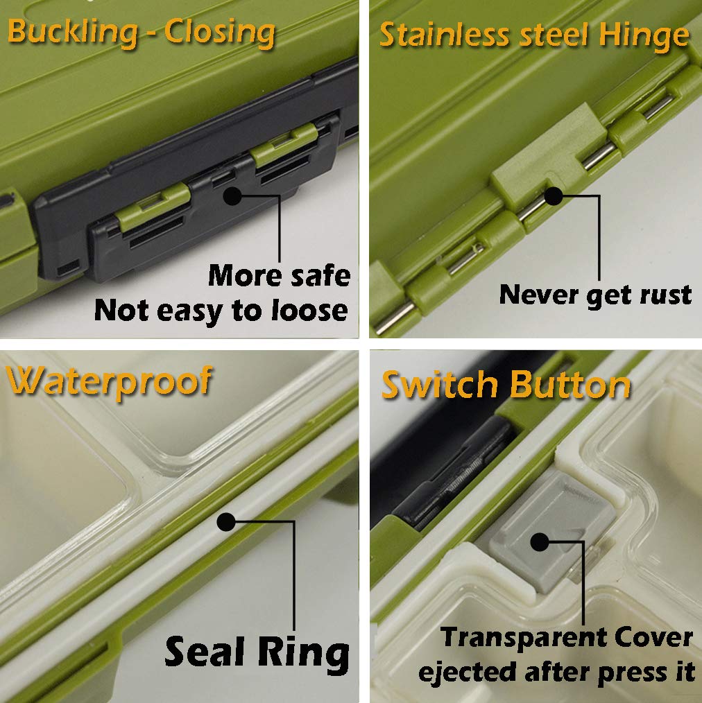 YUKI Fishing Lure Box - Thick Plastic Bait Storage Case for Fly Fishing Gear
