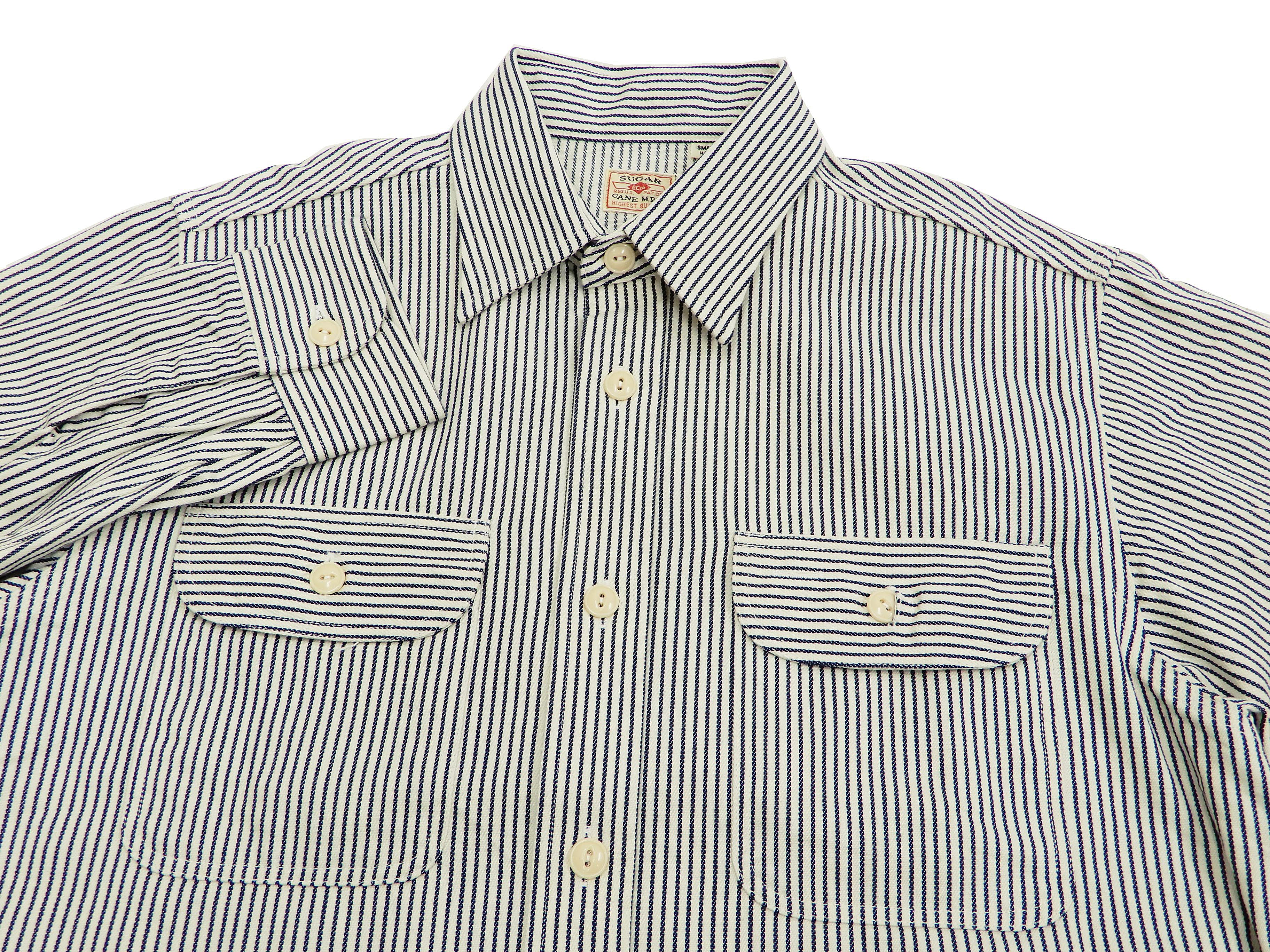 Men's Hickory Stripe Work Shirt - Long Sleeve Casual Button Up Shirt in Off White | Durable Cotton Fabric for Outdoor Work, Farming & Casual Wear (SC27853)