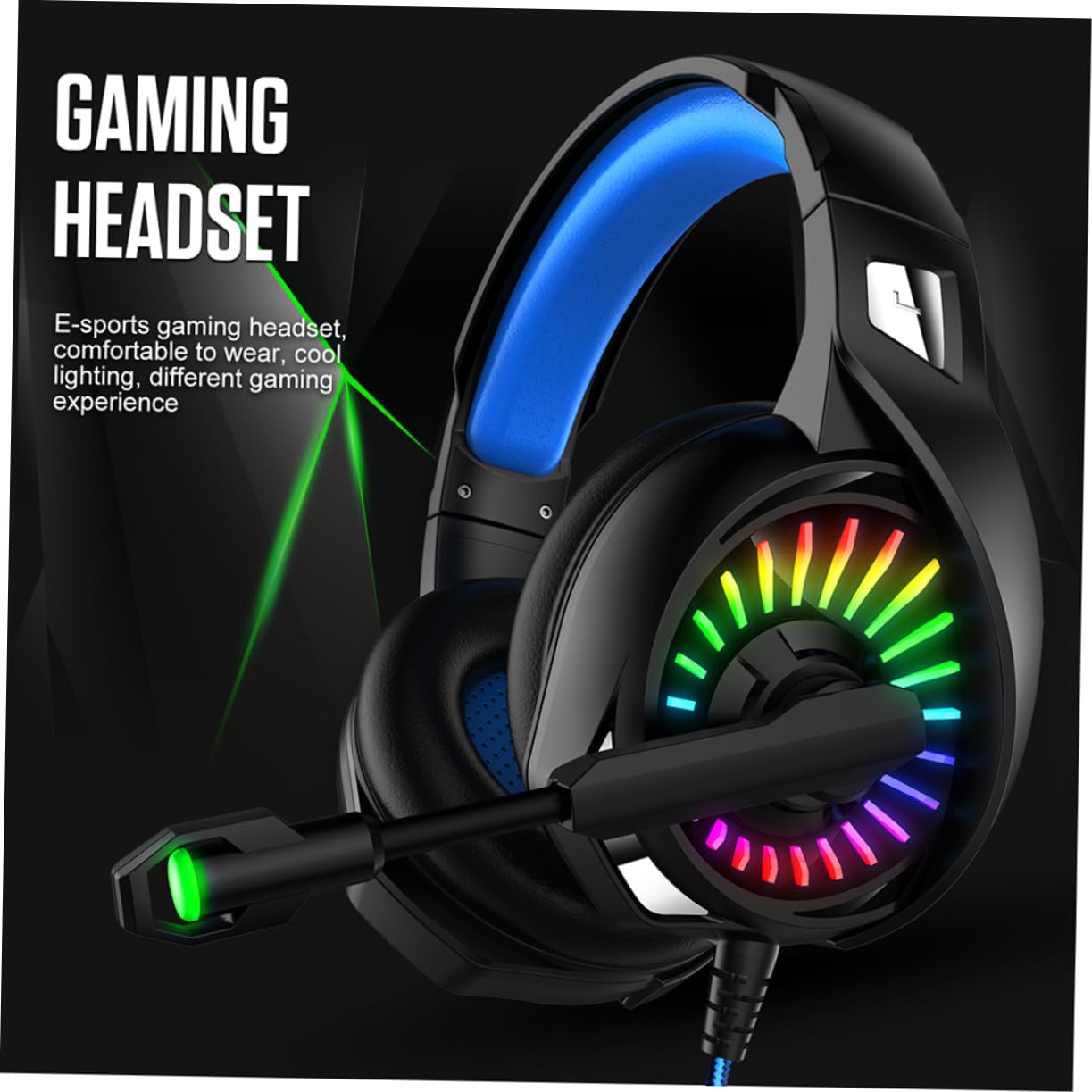 ETHZZLE Wired Gaming Headset with 7.1 Surround Sound, Noise Cancelling Mic, 50mm Drivers & RGB Lighting - Comfortable Over-Ear Headphones for PC, PS4, Xbox Gaming & Online Meetings