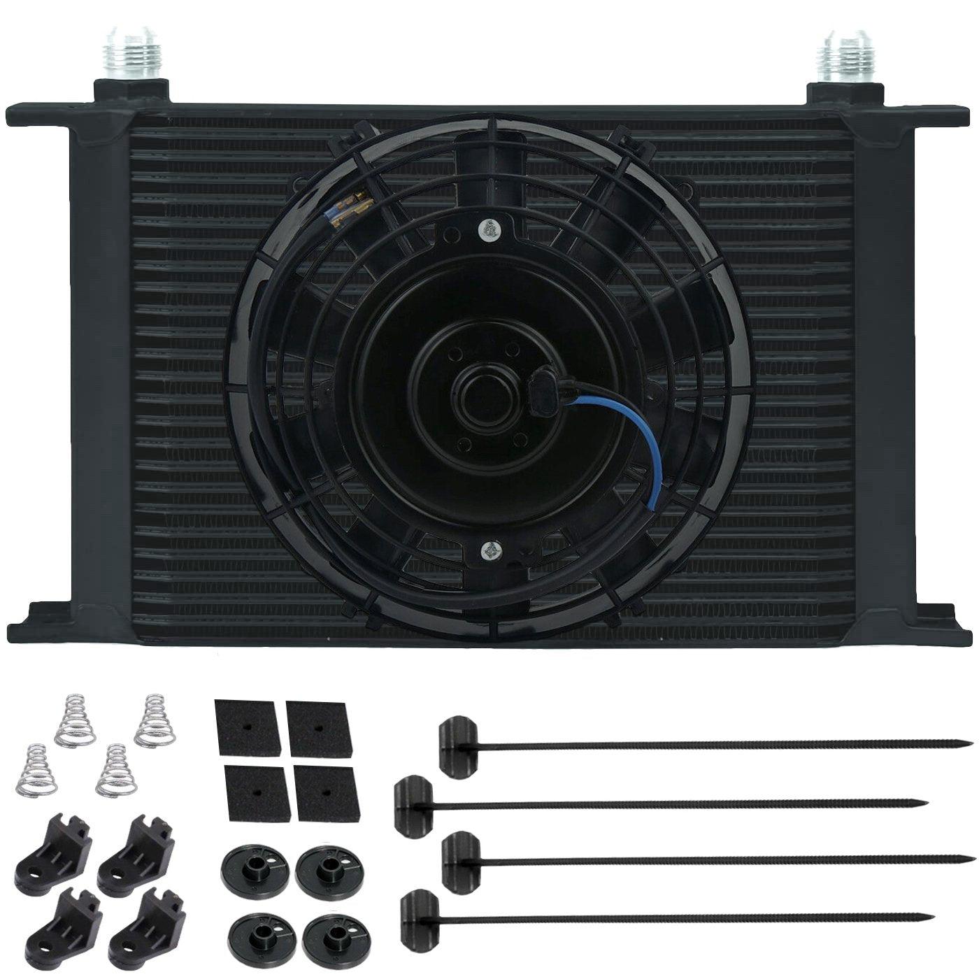 25 Row 6AN 10AN Transmission Oil Cooler Hose Adapter Kit with Electric Fan - High Performance Cooling for Racing, Towing & Off-Road Vehicles