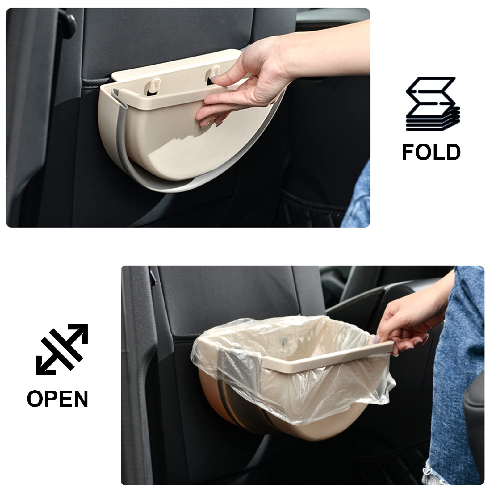 Firlar JYCAR Hanging Folding Mini Trash Can - Small Collapsible Garbage Bin for Kitchen Cabinet Door, Bathroom, Bedroom, Home, Car & Camping - Space Saving Waste Bin for Compact Living & Travel
