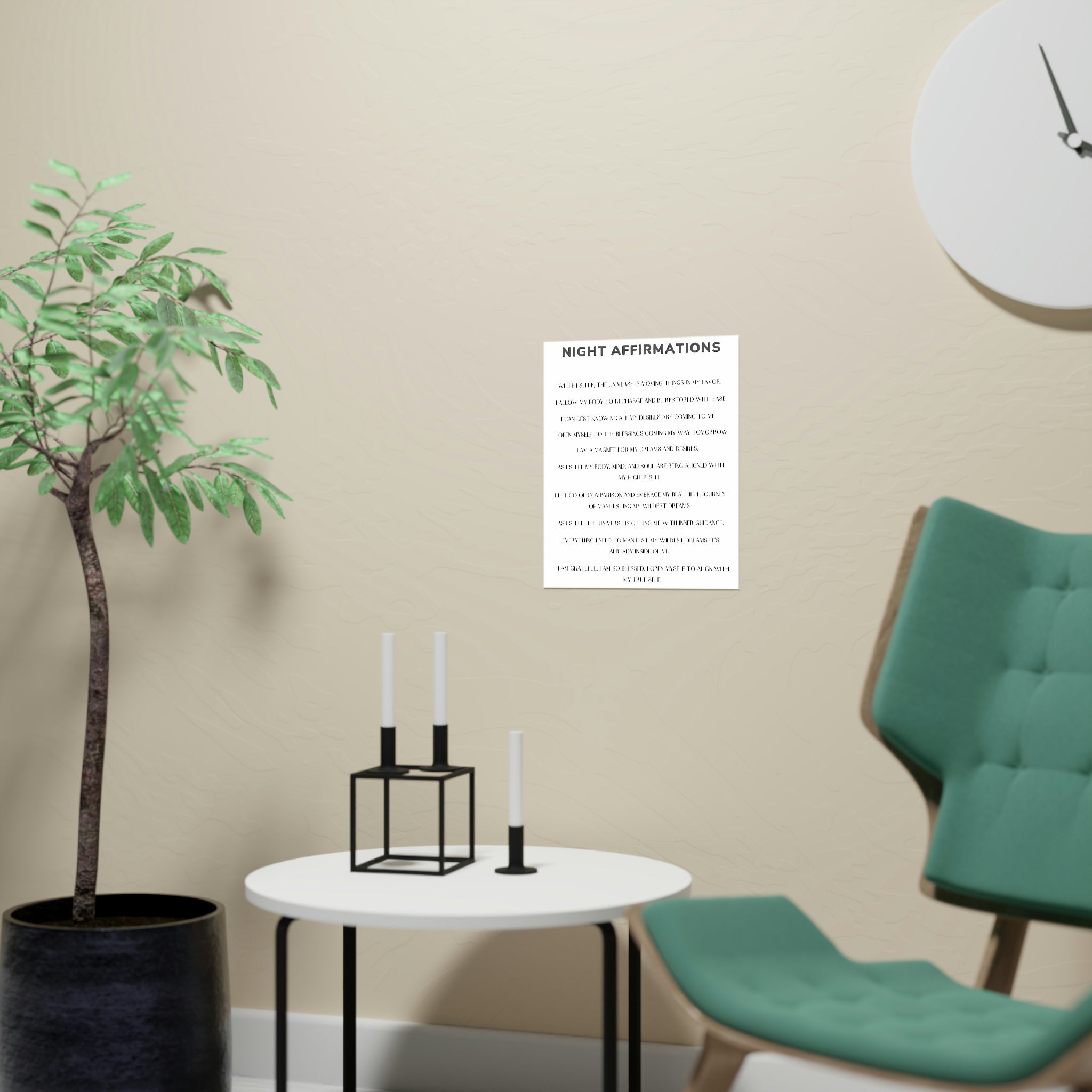 Night Time Affirmations and Manifestation Sayings Vertical Matte Poster - Positive Bedroom Wall Art for Meditation & Self-Care
