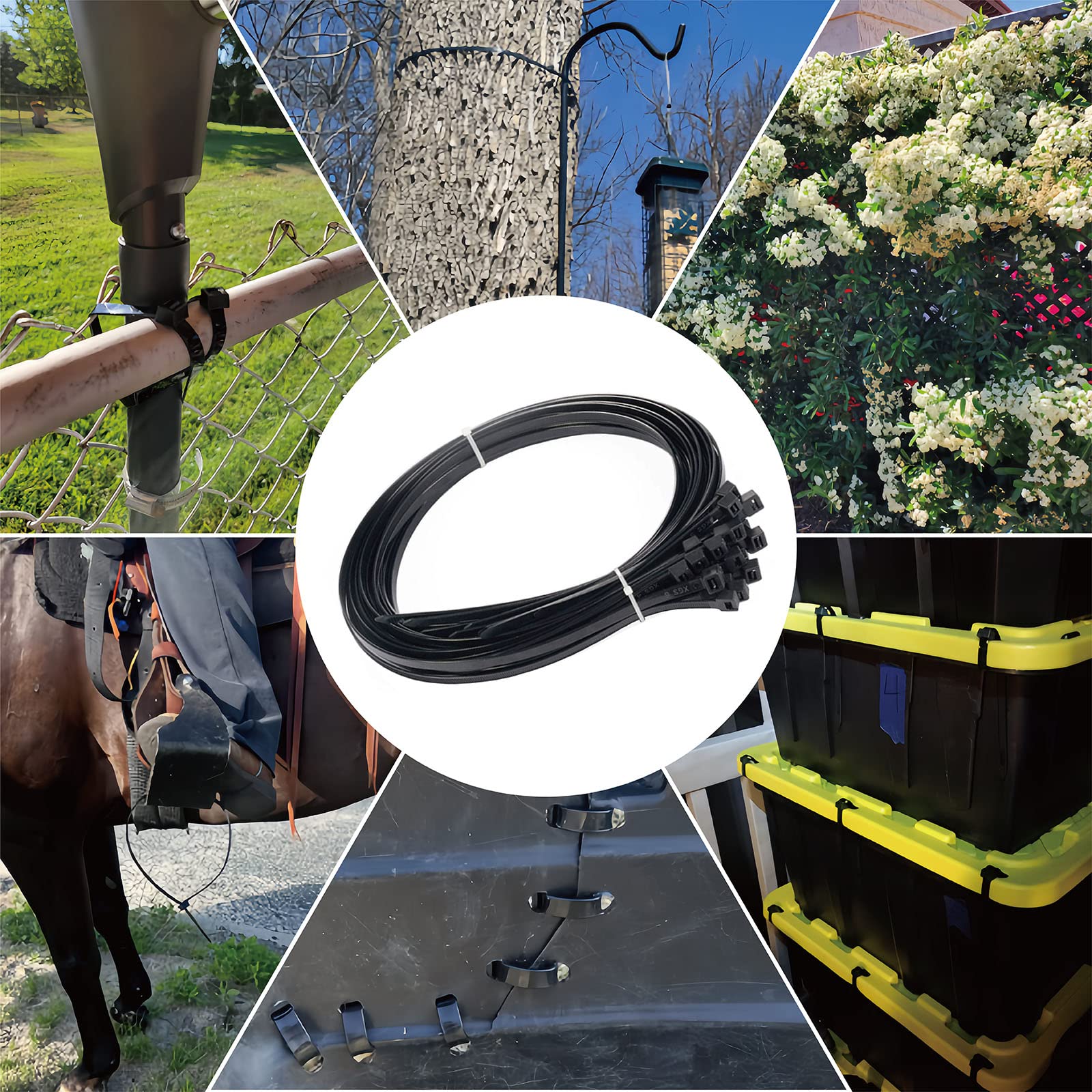 ANOSON Heavy Duty Large Zip Ties 18 Inch (Actual 20 Inch) - 50 Pack Black Big Cable Ties with 250 lb Tensile Strength - Perfect for Home Organization, Cable Management, and Industrial Use