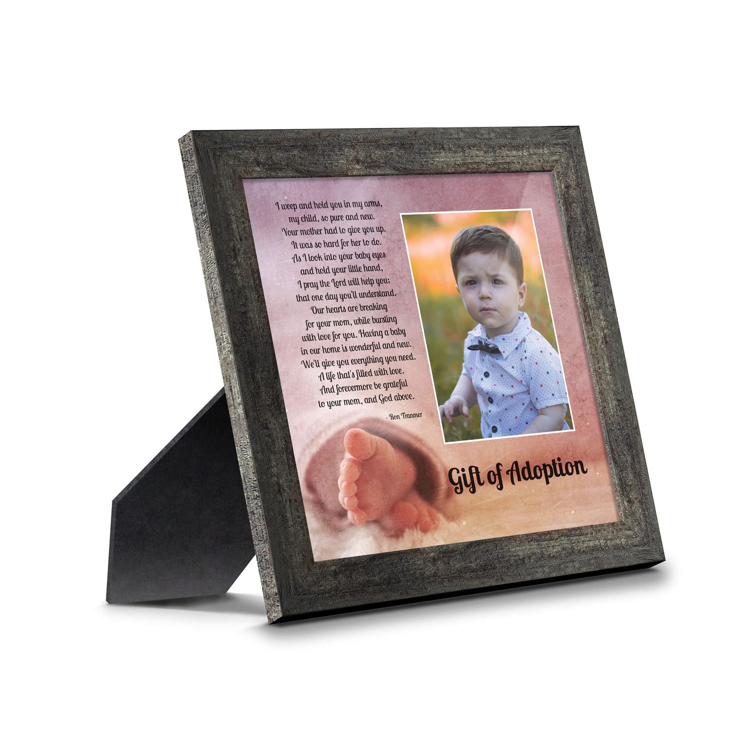 Crossroads Home Décor Adoption Picture Frame with Poem - 6405BW - Perfect for Baby Showers, Adoption Announcements & Family Keepsakes