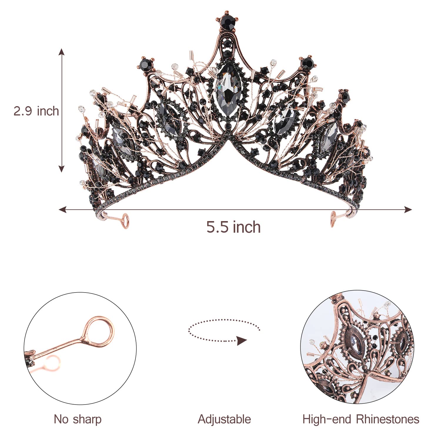 Elegant Birthday Tiaras & Queen Crowns for Women - Black Birthday Girl Sash & Crown Set - Perfect for Birthday Parties, Bachelorette Celebrations & Special Occasions