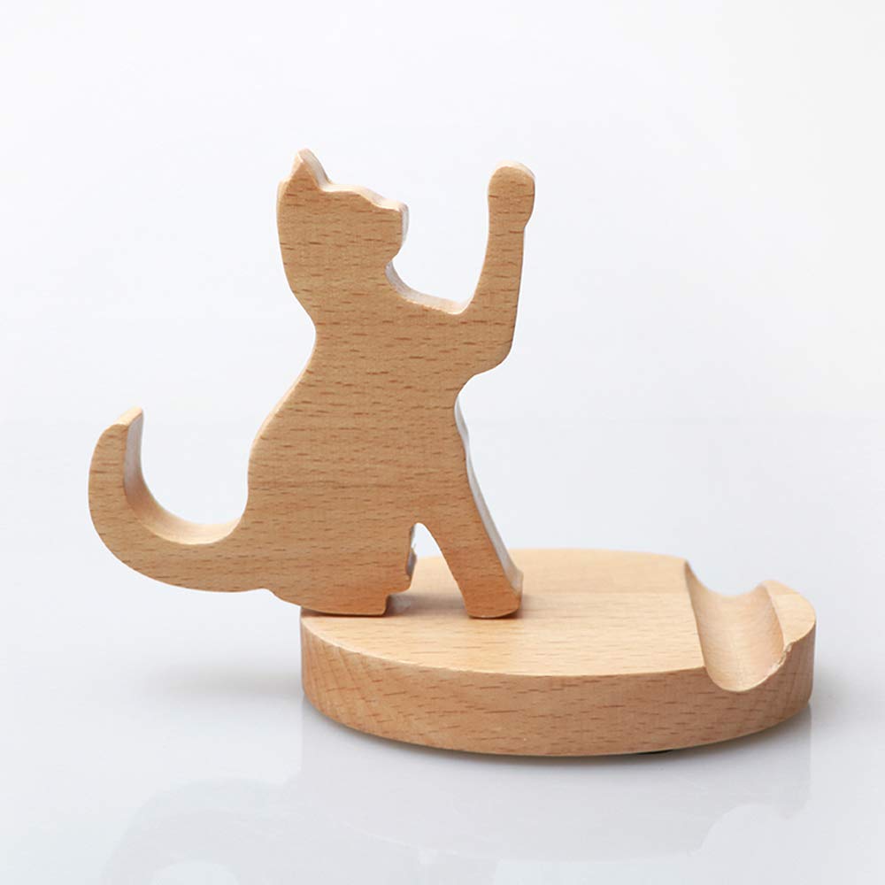 Cute Wooden Phone Stand Holder [30 Pack] - Universal Desktop Cellphone Stand for All Smartphones - Perfect for Home, Office, or Gift - Cat Design    (Use Scenarios: Ideal for watching videos, video calls, reading recipes while cooking, or as a stylish desk organizer)
