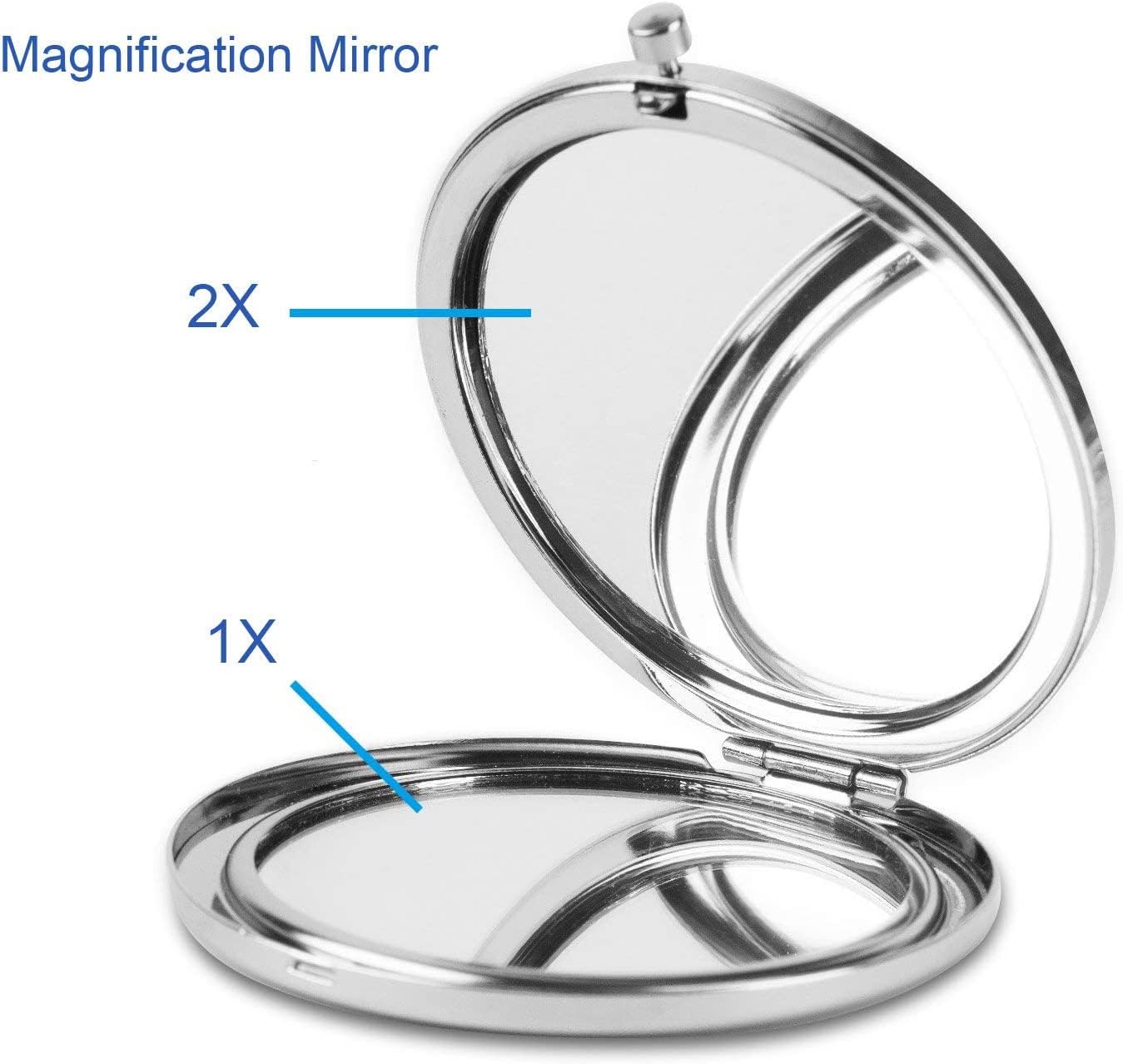 Compact Travel Makeup Mirror - Elegant Silver Round Portable Handheld Mirror for Women, Men & Girls | Pocket, Purse & Handbag Friendly | Perfect for Home, Travel & On-the-Go Touch-Ups