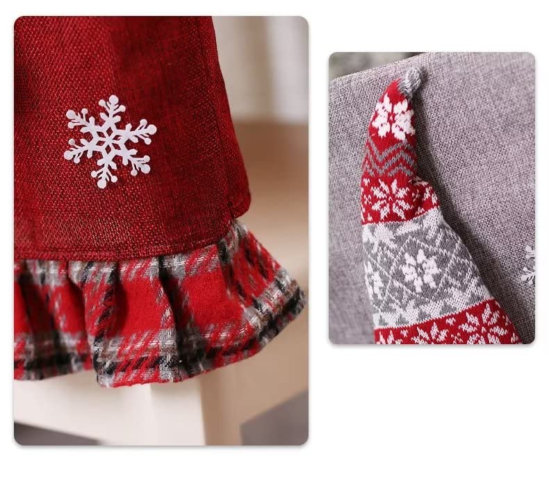 2 Pack Christmas Chair Cover Gnome Couple - Festive Dining & Office Chair Slipcovers Set - Holiday Decor for Christmas Banquet, Party & Home Celebration