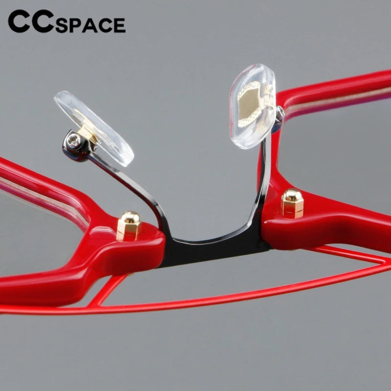 CCspace Unisex Full Rim Polygon Double Bridge Acetate Alloy Eyeglasses 3812 - Stylish & Durable Frame for Men & Women - Perfect for Work, Reading & Fashion Accessories