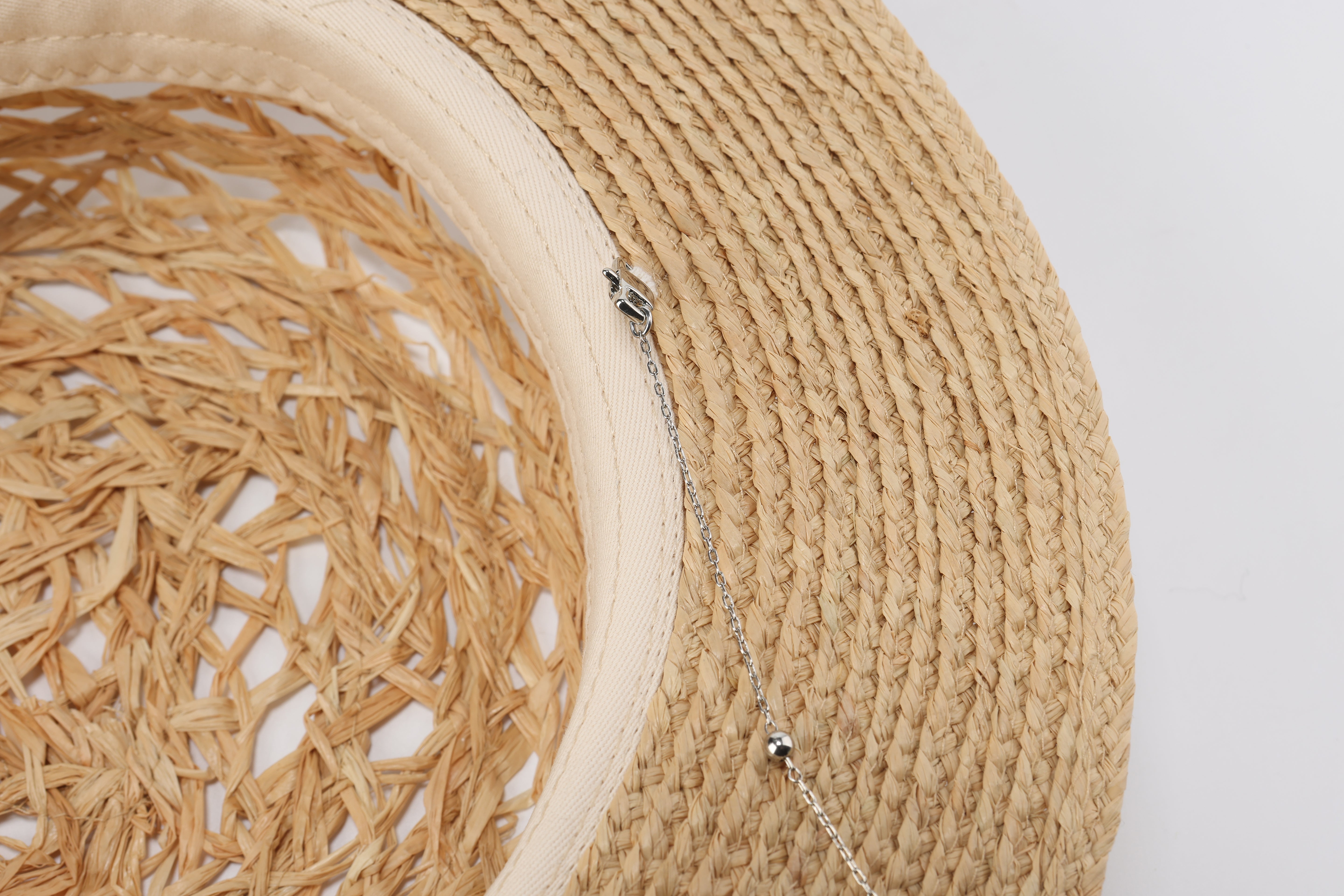 Stylish Raffia Straw Hat with Adjustable Hat Chain - Perfect for Beach, Summer Outfits & Outdoor Activities