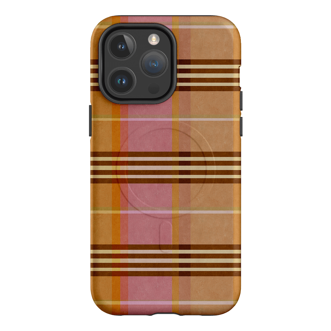 Peachy Plaid Phone Case for iPhone 15/14/13/12/11 Pro Max - Cute Tartan Pattern Protective Cover with Shockproof Design - Perfect for Everyday Use, Travel & Fashion Accessories